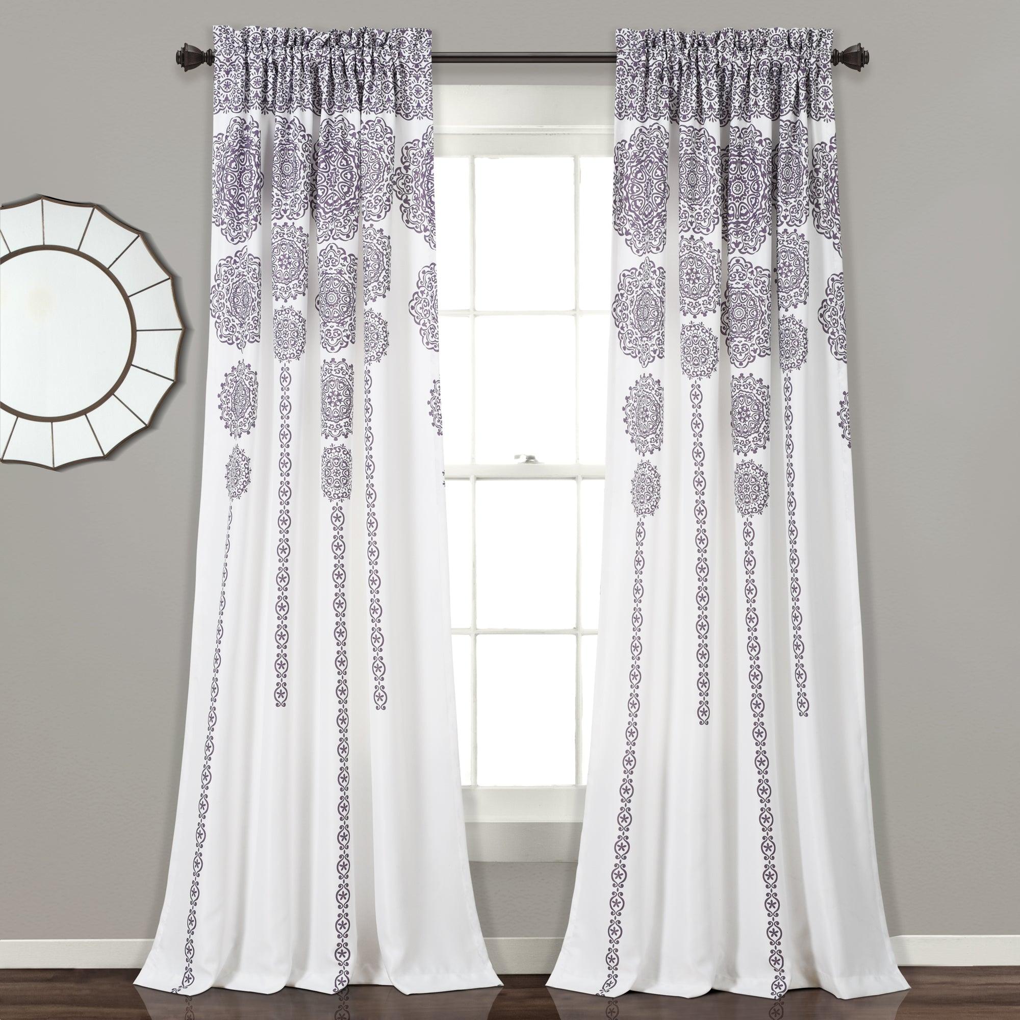 Stripe Medallion Light Filtering Window Curtain Set