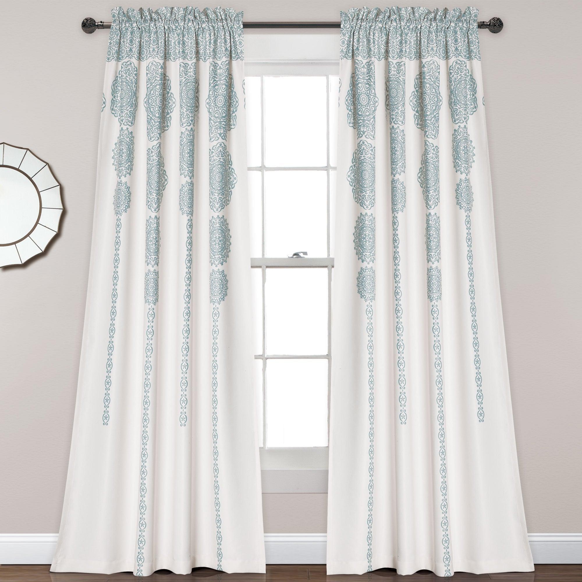 Stripe Medallion Light Filtering Window Curtain Set