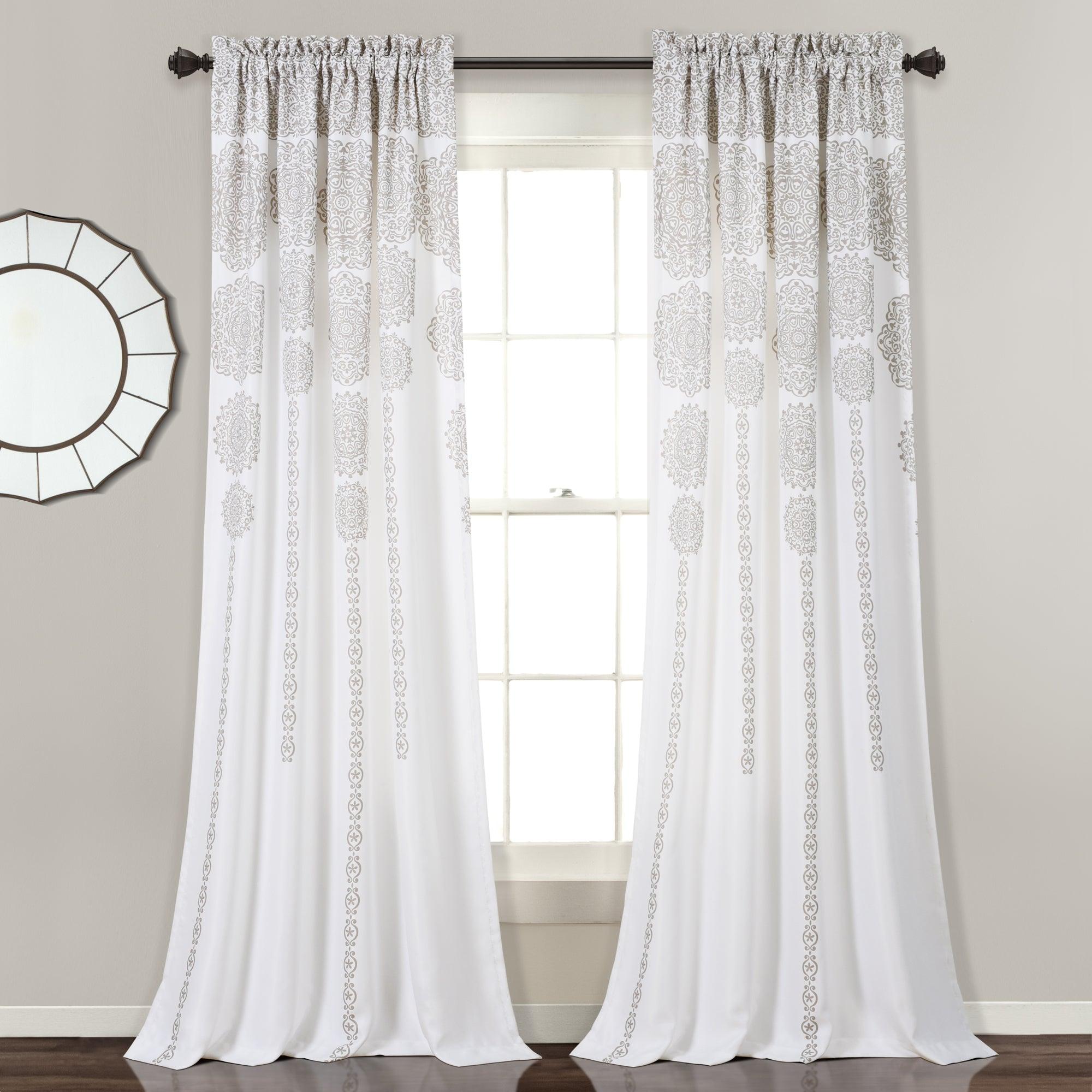 Stripe Medallion Light Filtering Window Curtain Set