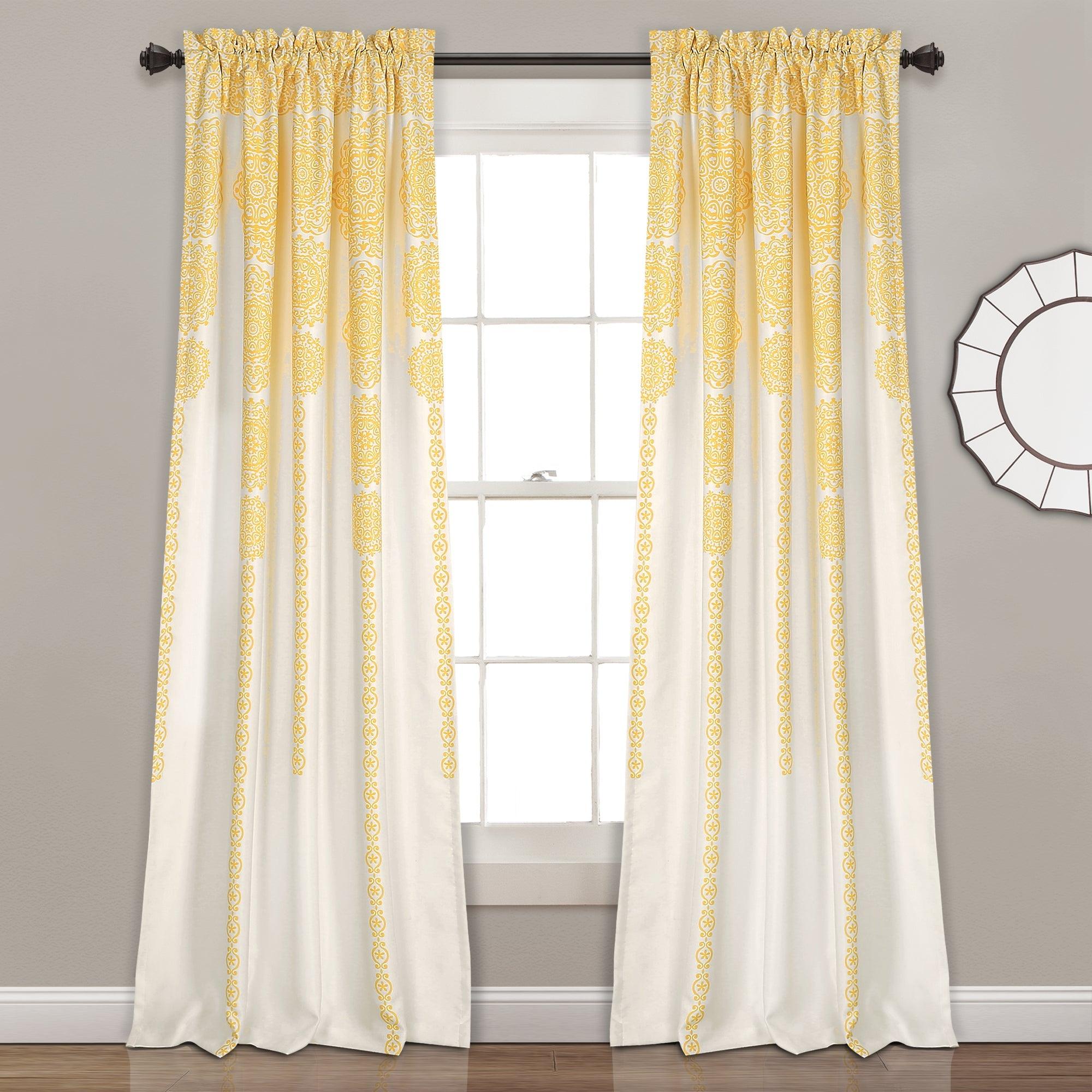 Stripe Medallion Light Filtering Window Curtain Set