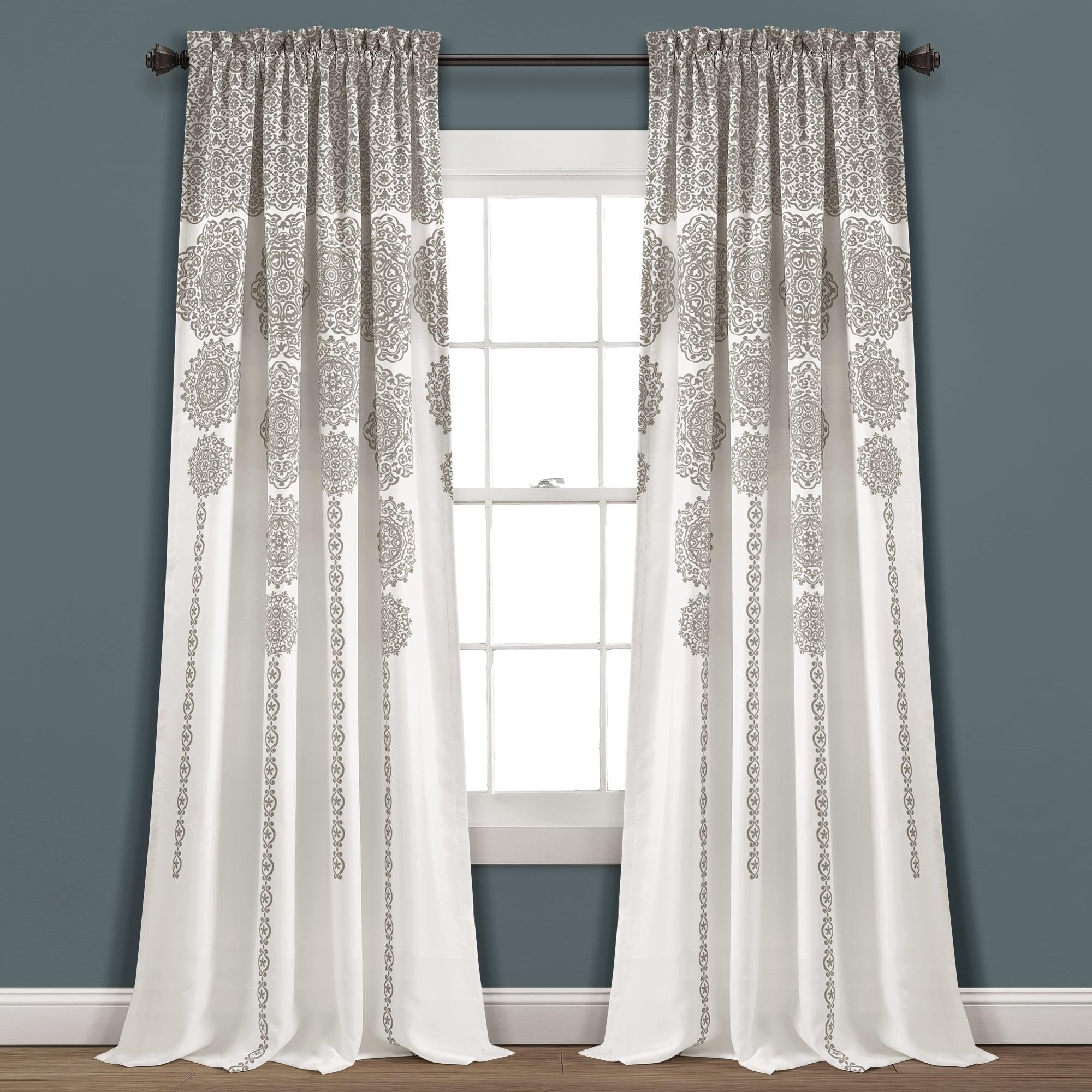 Stripe Medallion Light Filtering Window Curtain Set