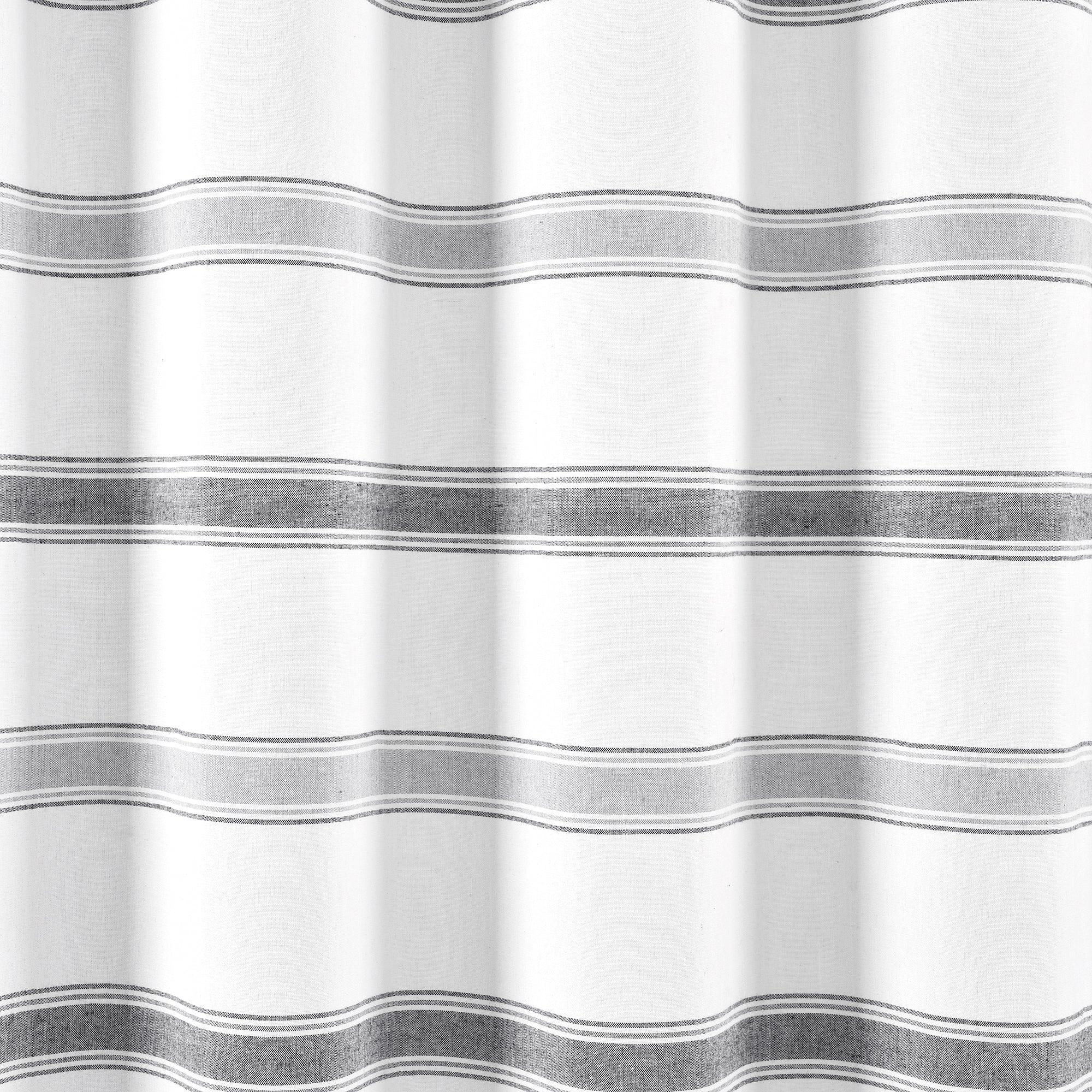 Stripe Woven Textured Yarn Dyed Recycled Cotton Shower Curtain