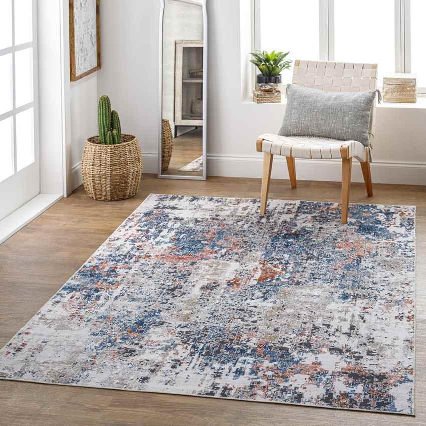 Sulphur Springs Modern Pale Blue Washable Area Rug