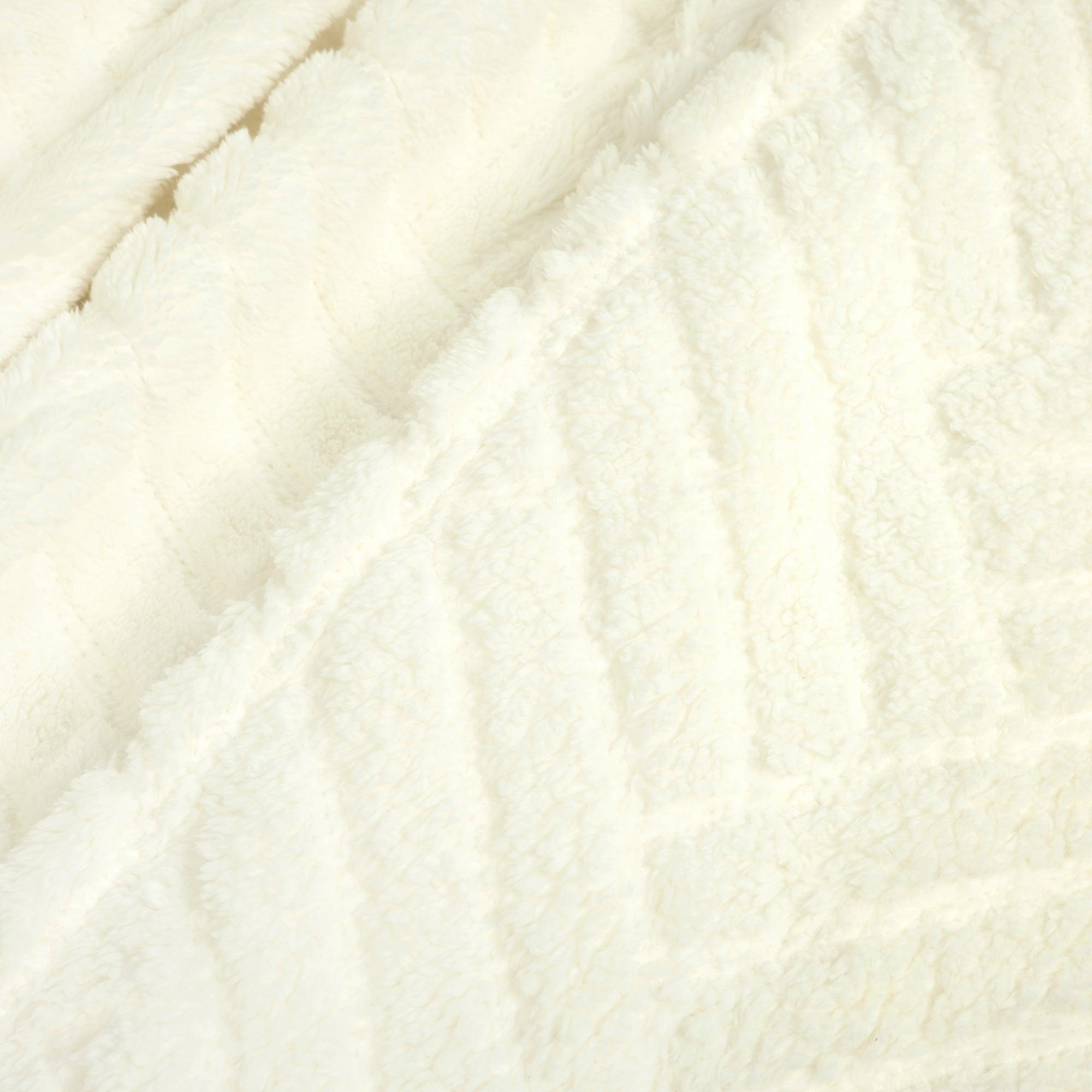 Super Cozy Ultra Soft Sherpa Jacquard Geo Blanket/Bedspread