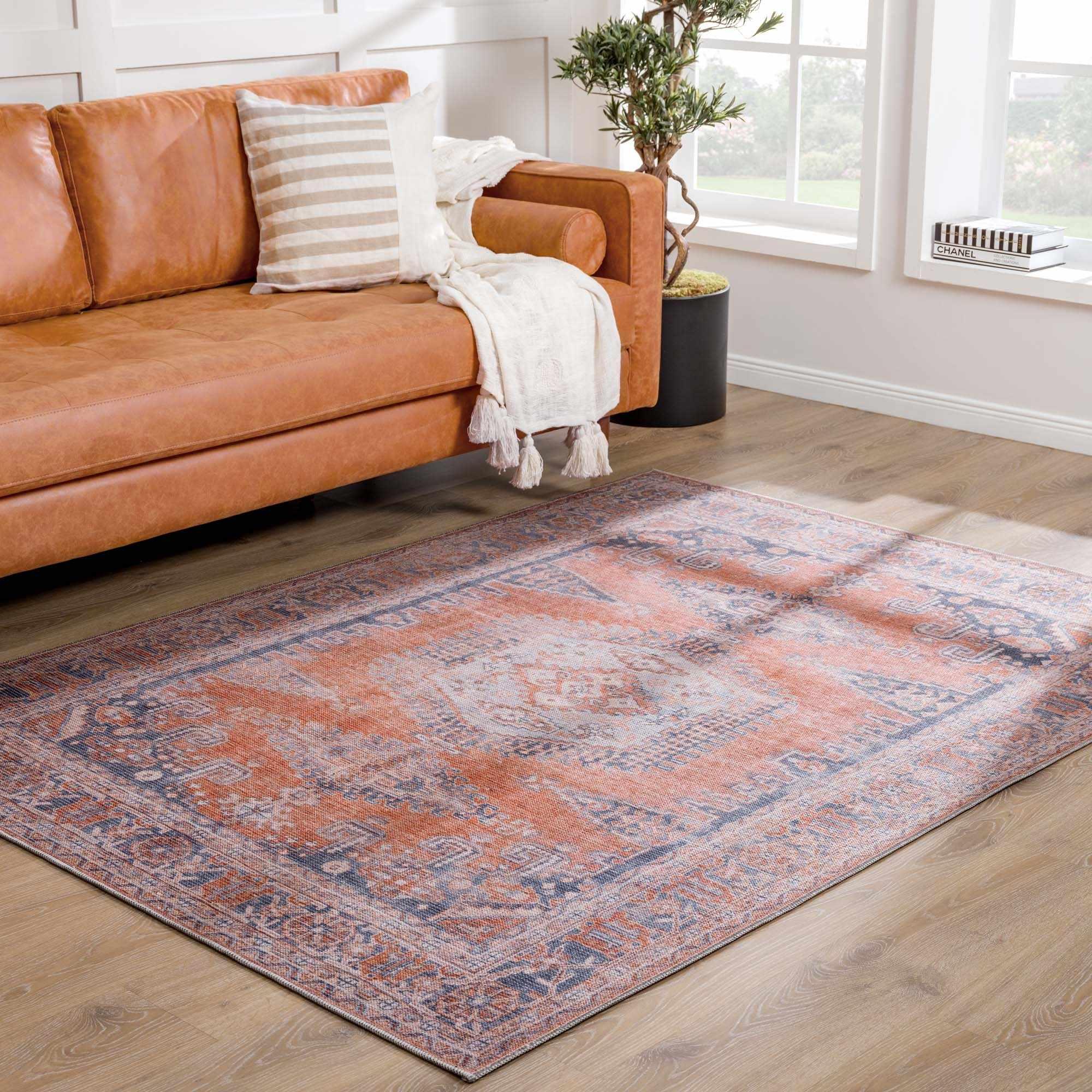 Taber Burnt Orange Washable Rug