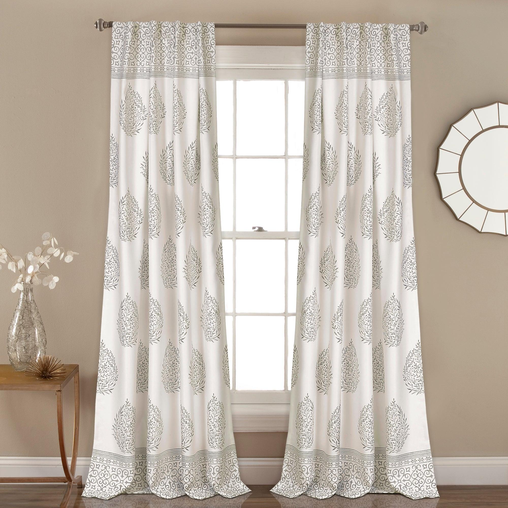 Teardrop Leaf Light Filtering Window Curtain Panel Set