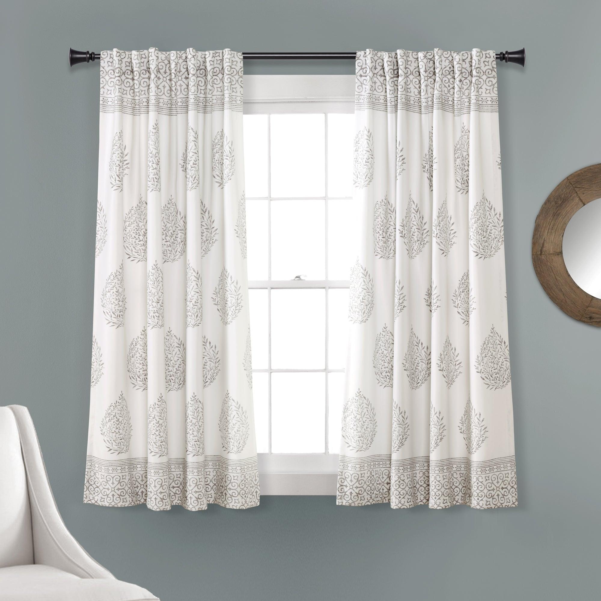 Teardrop Leaf Light Filtering Window Curtain Panel Set