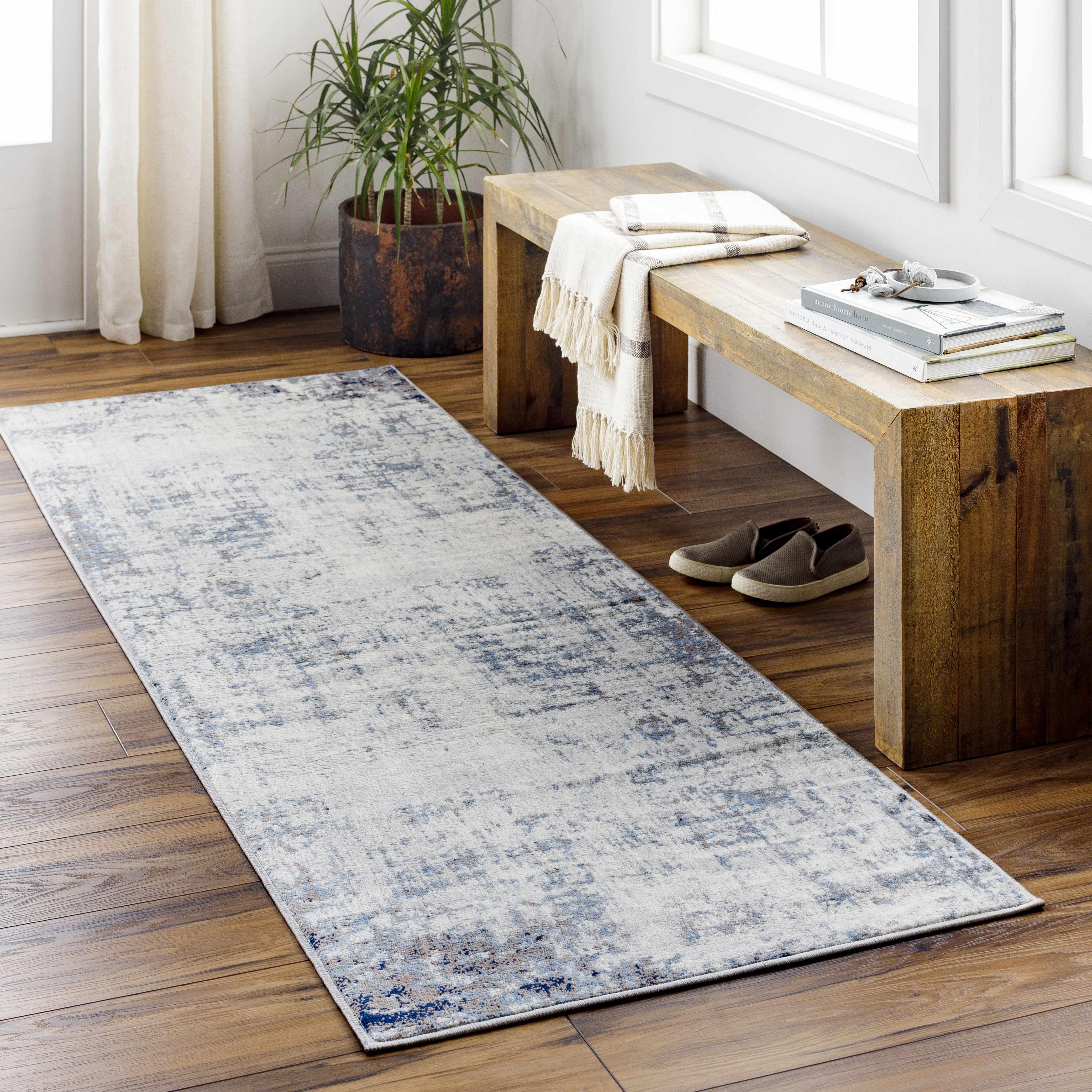 Texanna Abstract Blue/Gray Area Rug