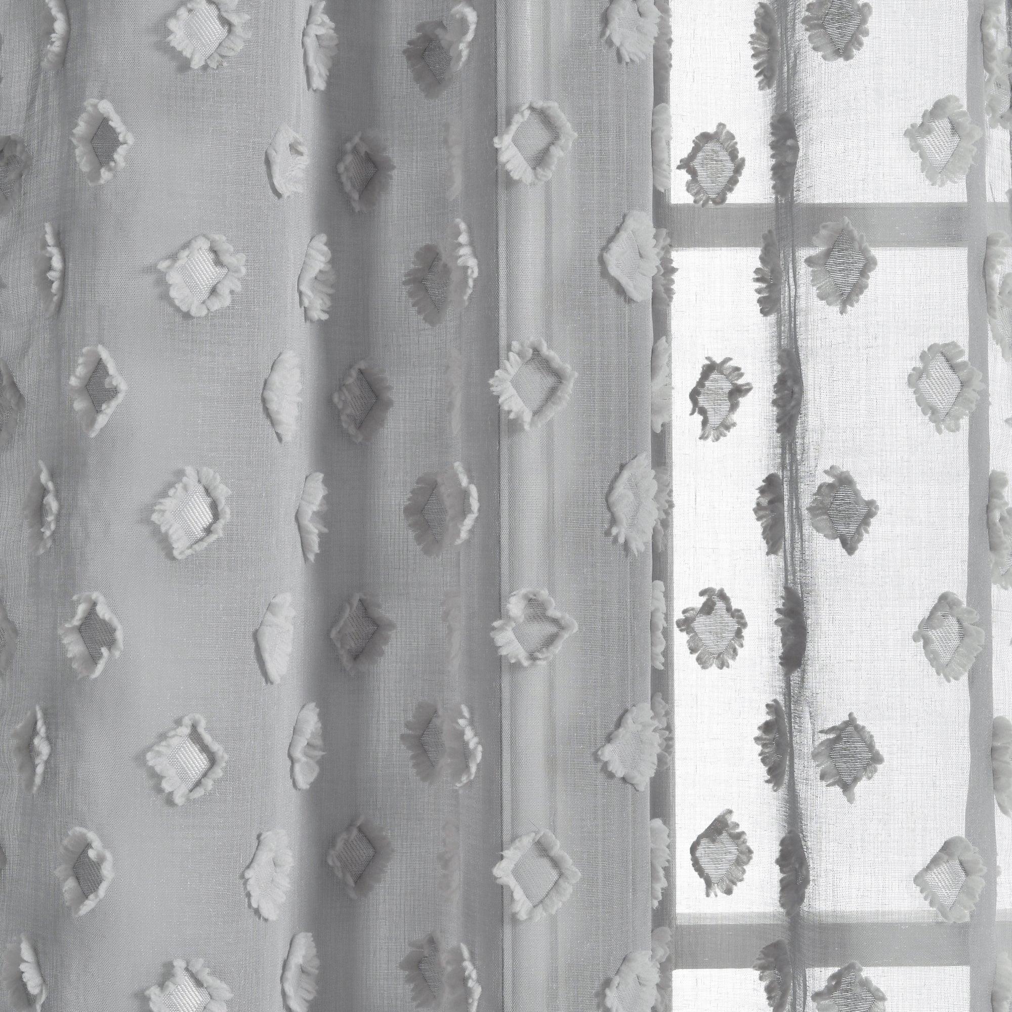 Textured Dot Grommet Sheer Window Curtain Panel Set