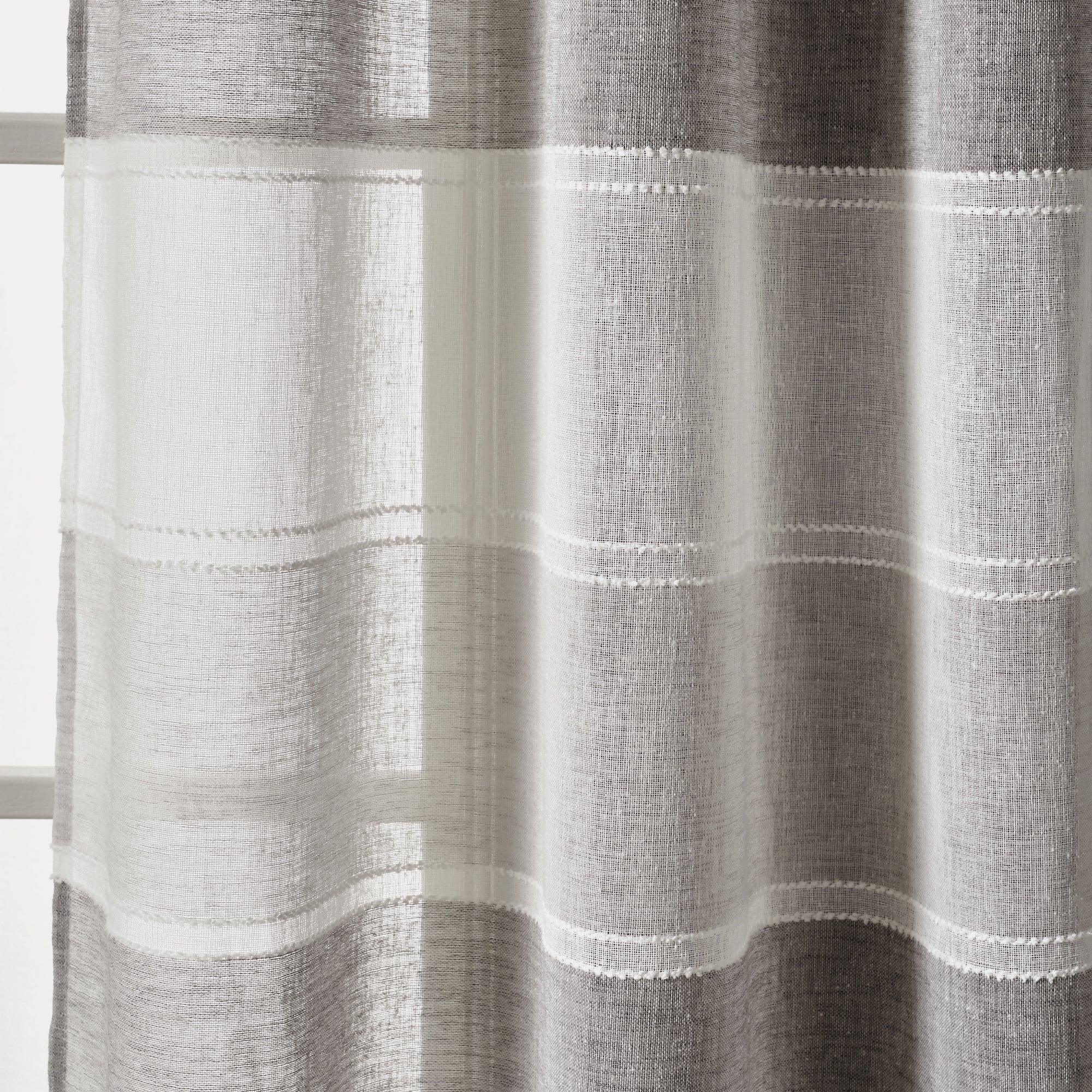 Textured Stripe Grommet Sheer Window Curtain Panel Set