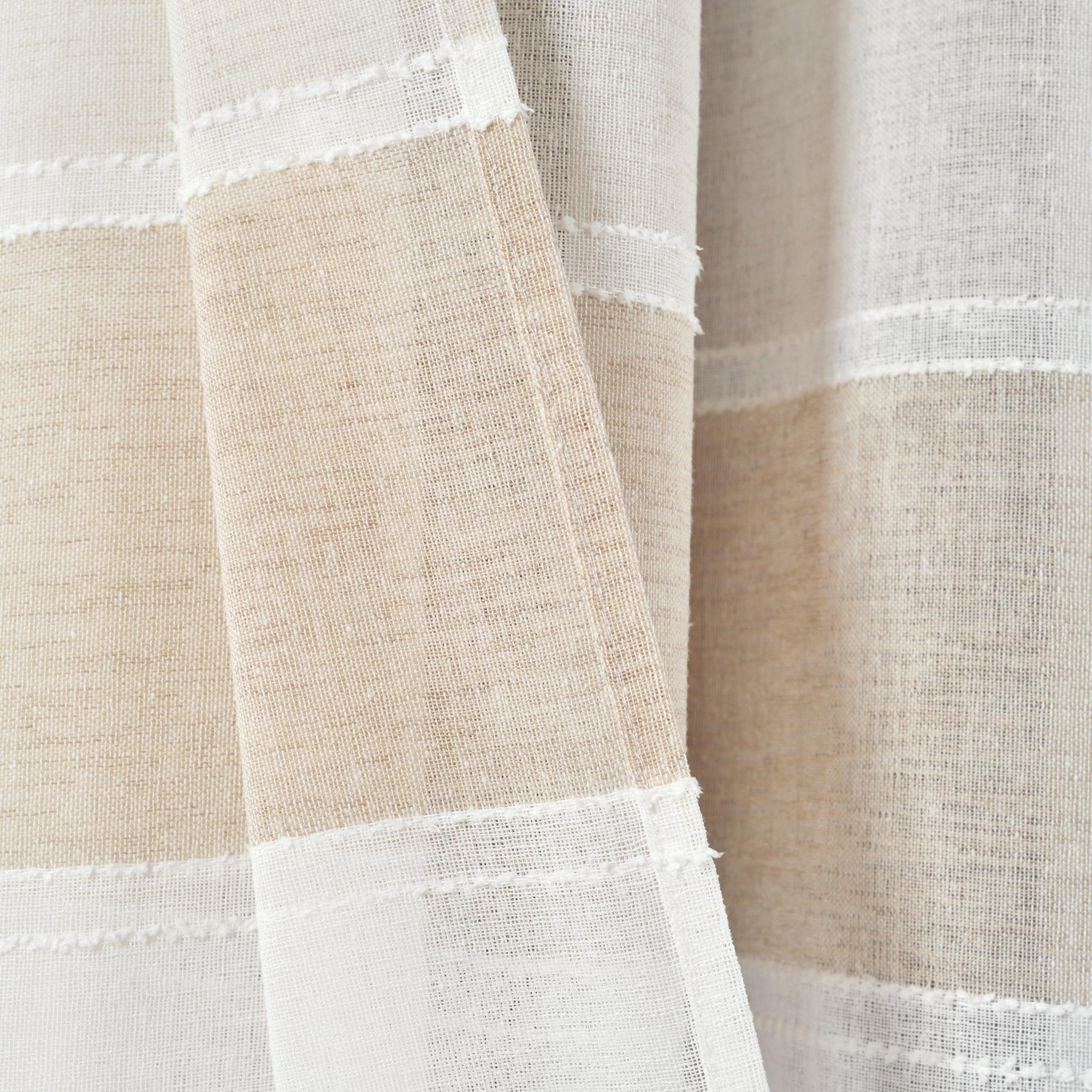 Textured Stripe Grommet Sheer Window Curtain Panel Set