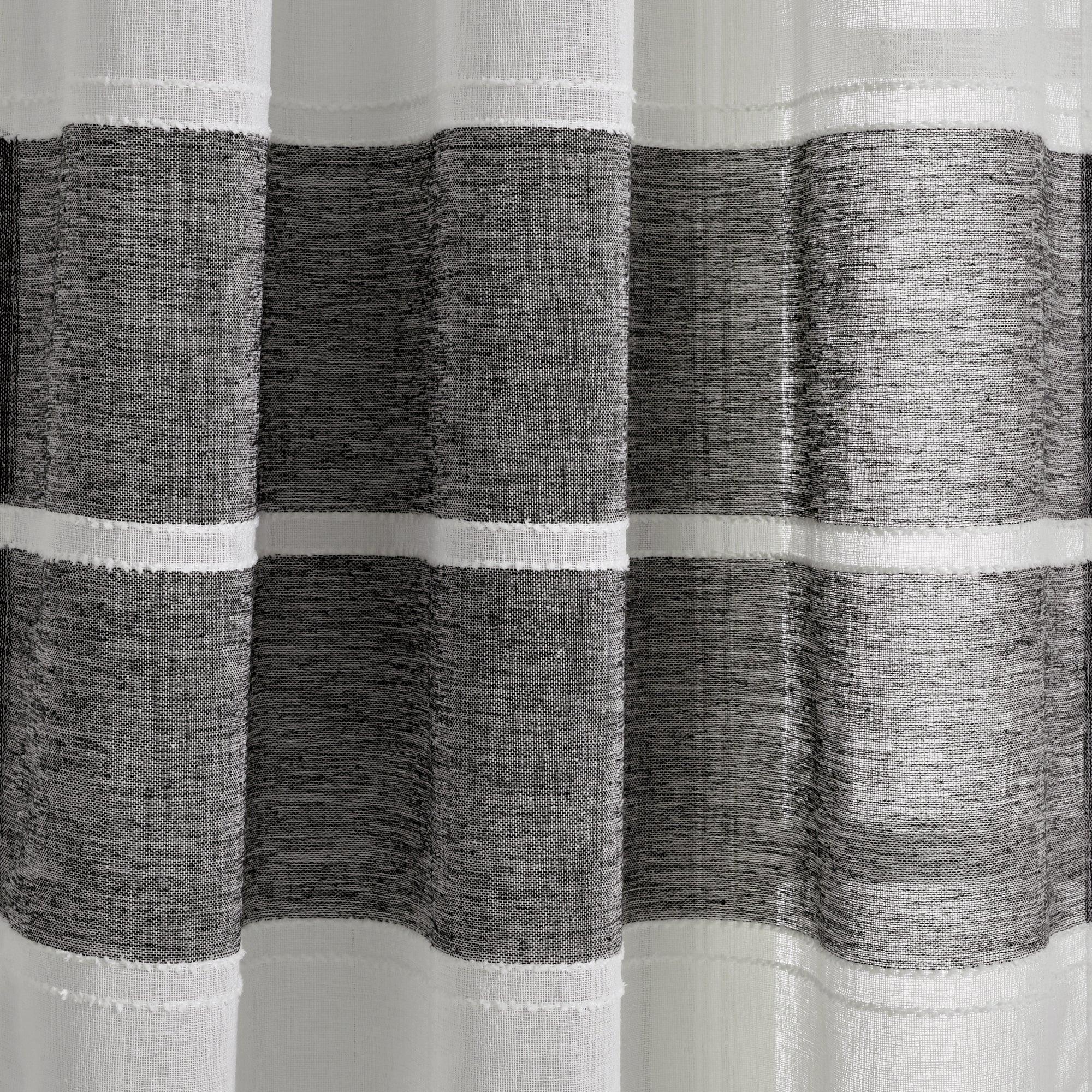 Textured Stripe Grommet Sheer Window Curtain Panel Set