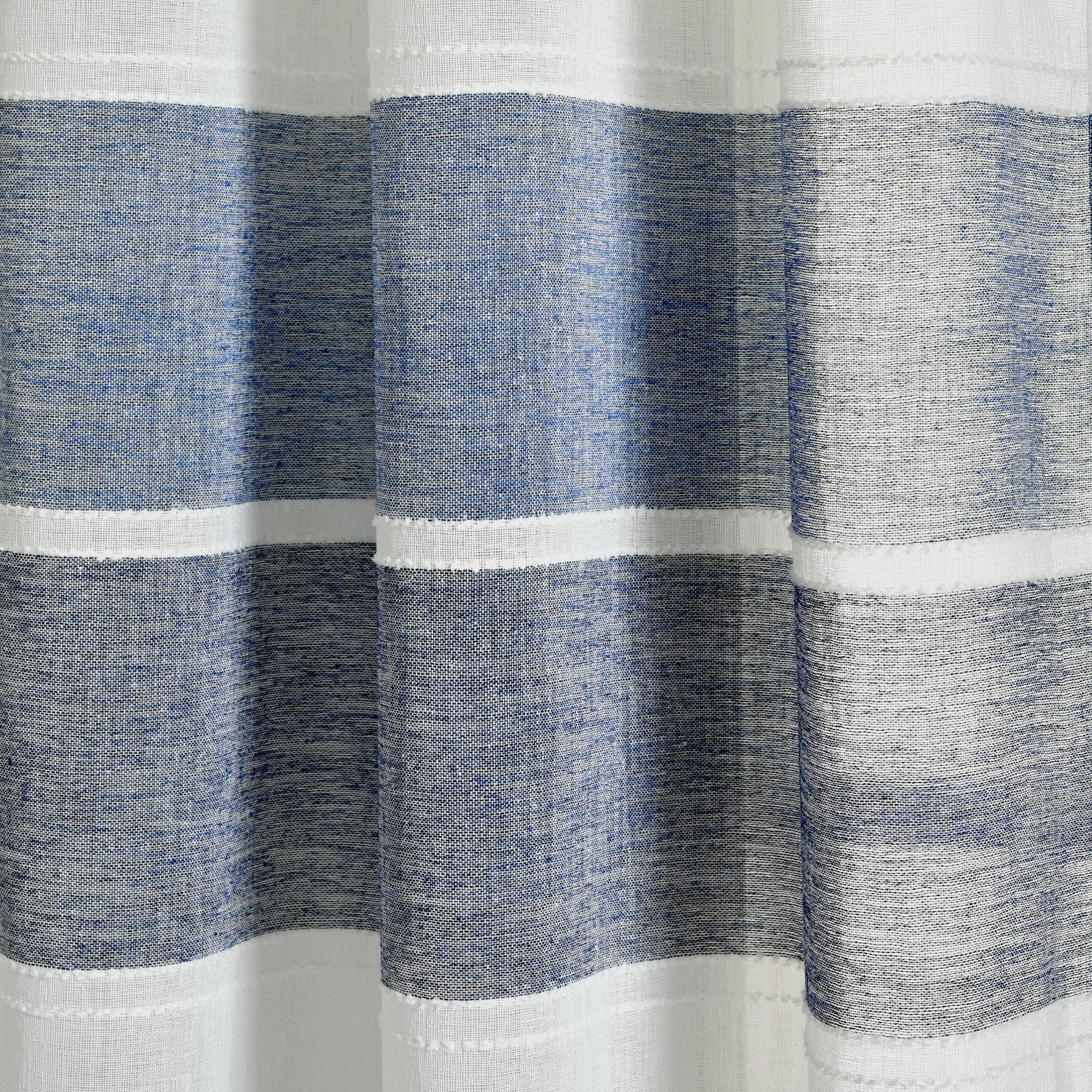 Textured Stripe Grommet Sheer Window Curtain Panel Set