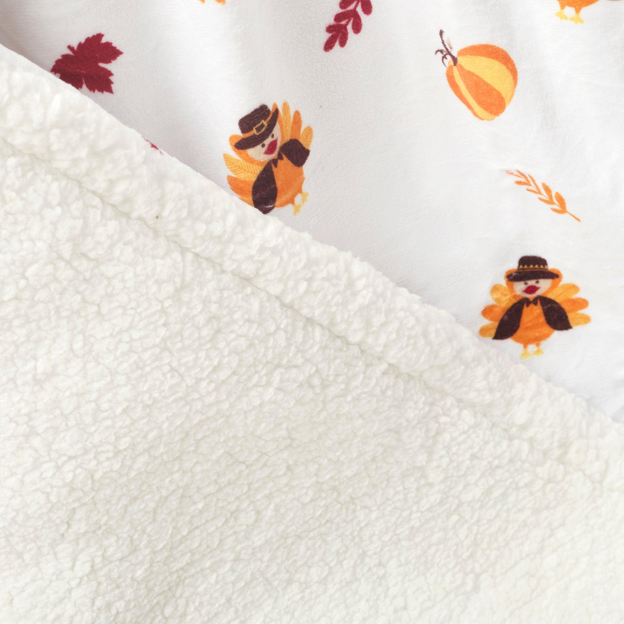 Thanksgiving Turkeys Sherpa Baby Blanket