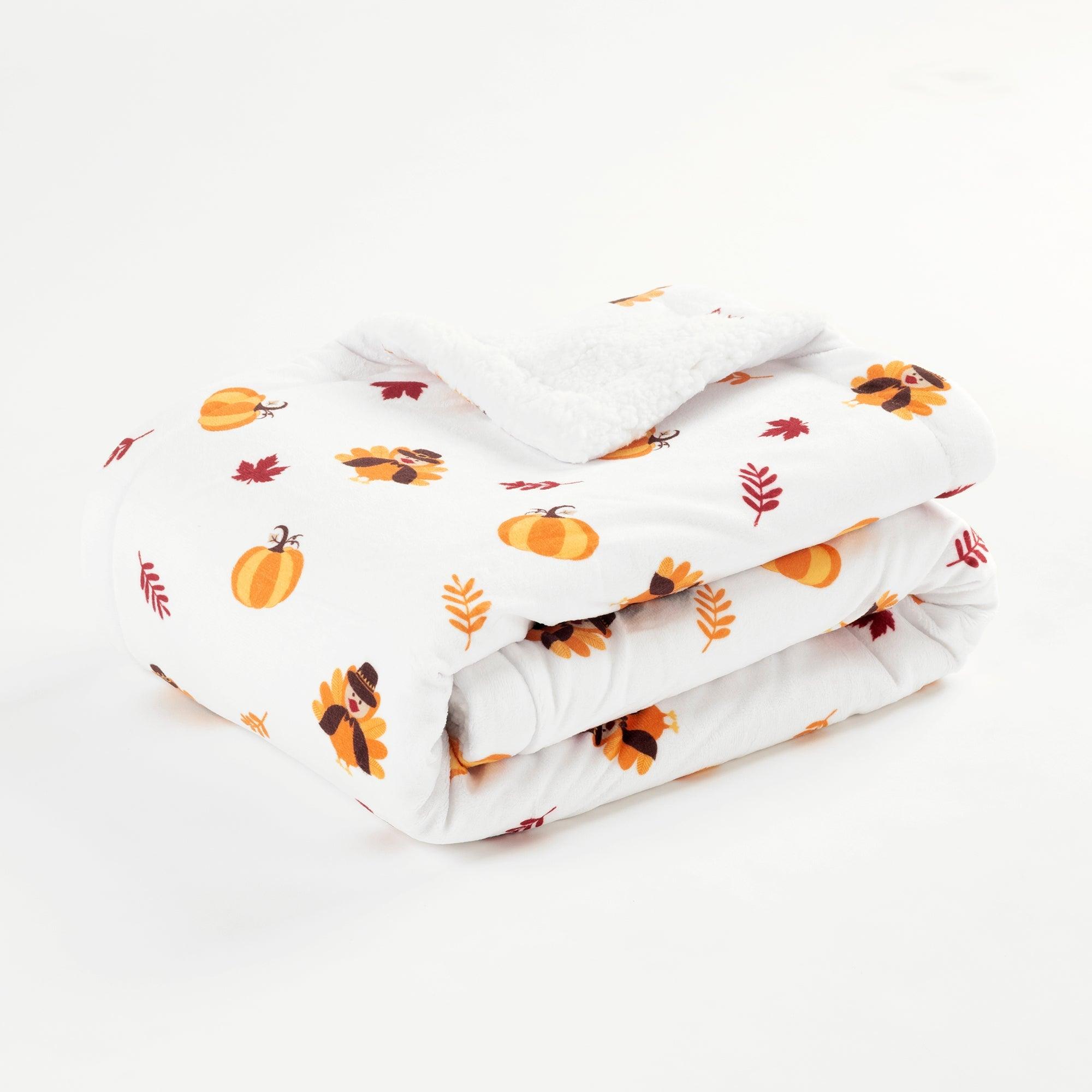 Thanksgiving Turkeys Sherpa Baby Blanket