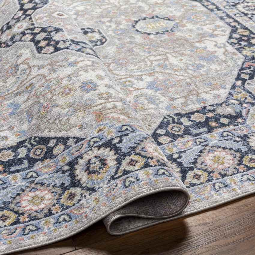 Tribune Traditional Ink Blue Washable Area Rug