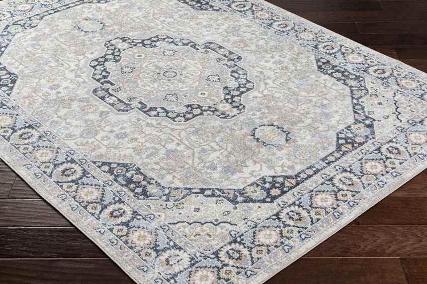 Tribune Traditional Ink Blue Washable Area Rug