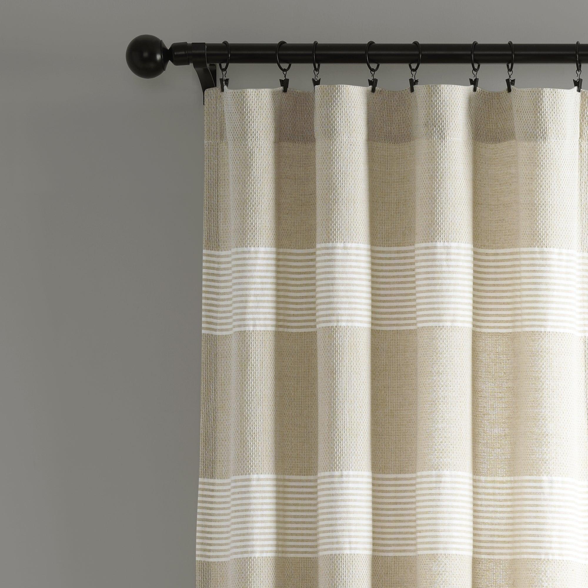 Tucker Stripe Yarn Dyed Cotton Knotted Tassel Window Curtain Panel Set