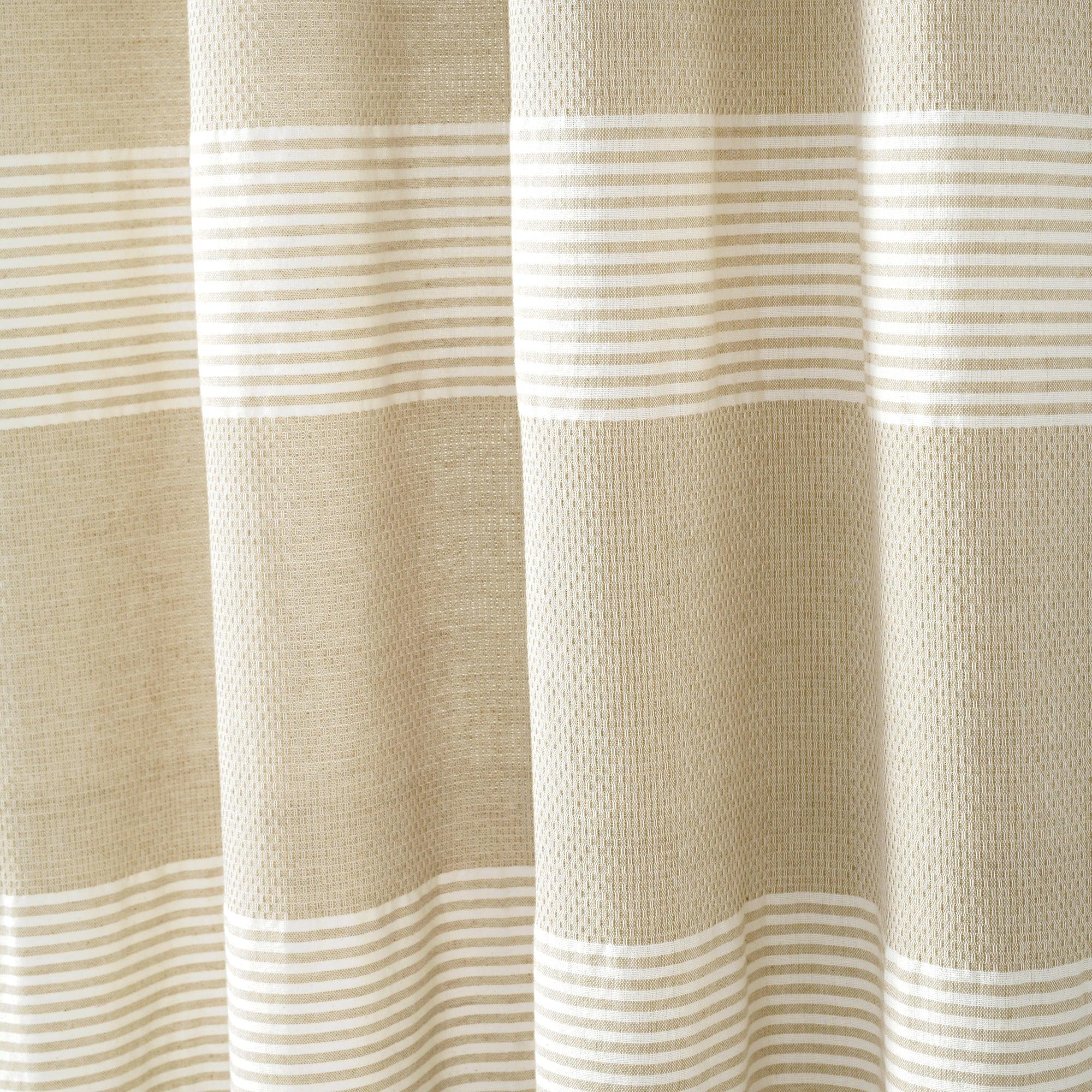 Tucker Stripe Yarn Dyed Cotton Knotted Tassel Window Curtain Panel Set