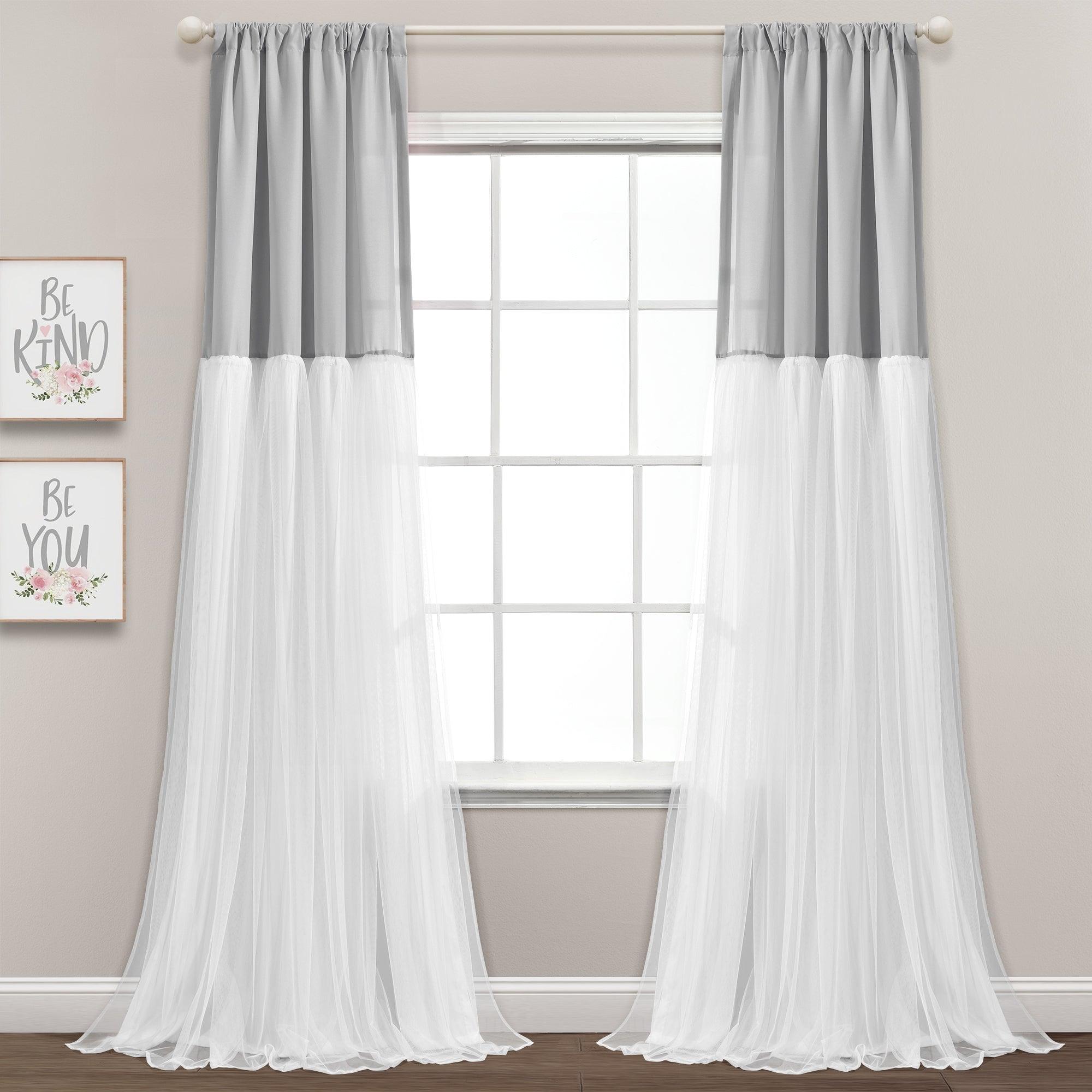 Tulle Skirt Colorblock Window Curtain Panel Set