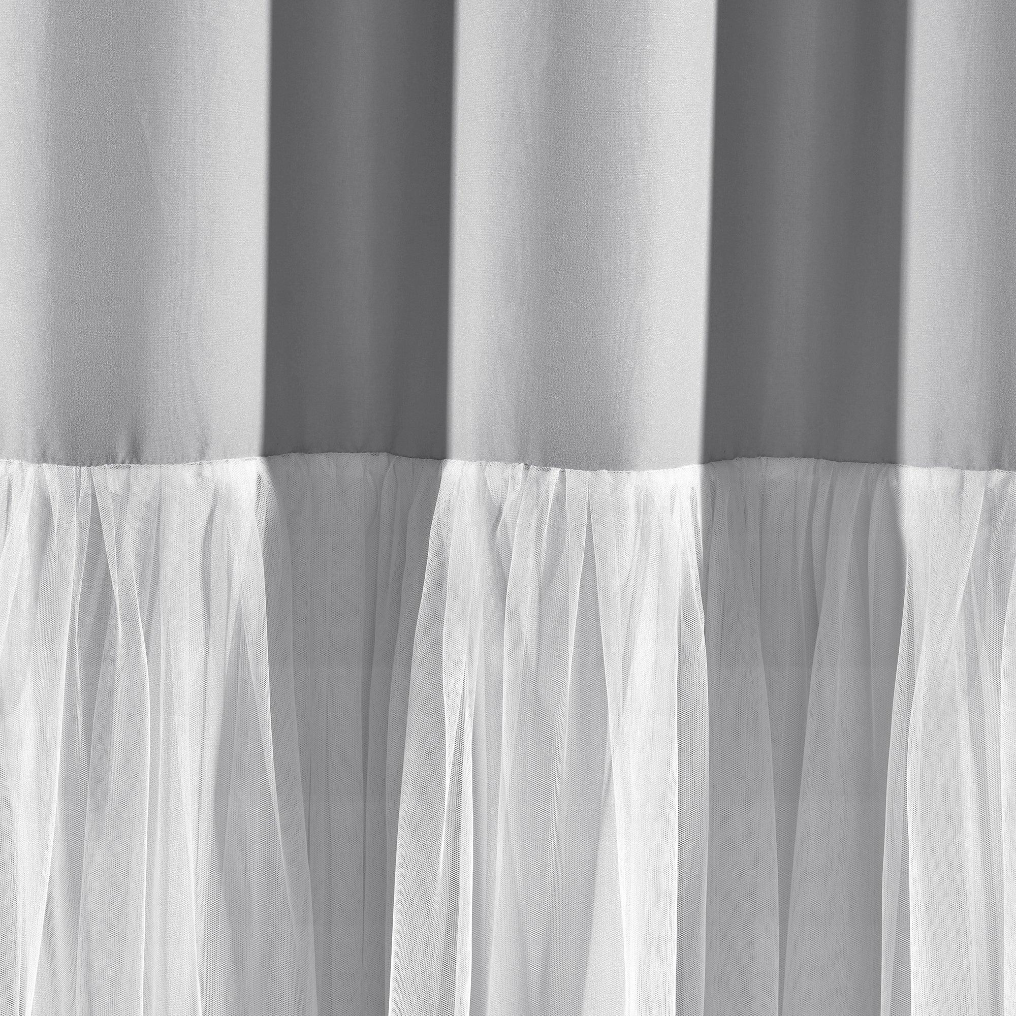 Tulle Skirt Colorblock Window Curtain Panel Set