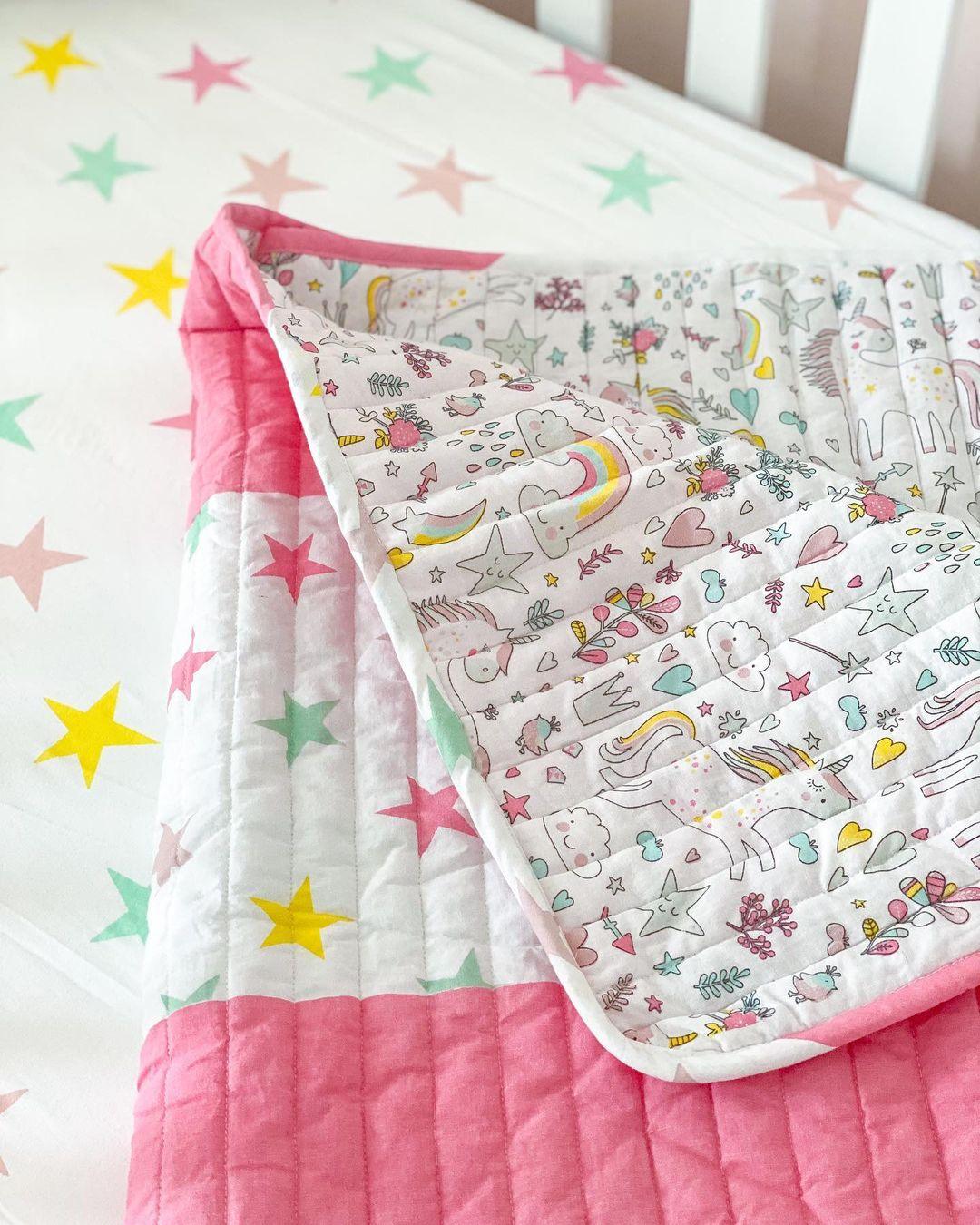 Unicorn Heart Rainbow Organic Cotton Quilt