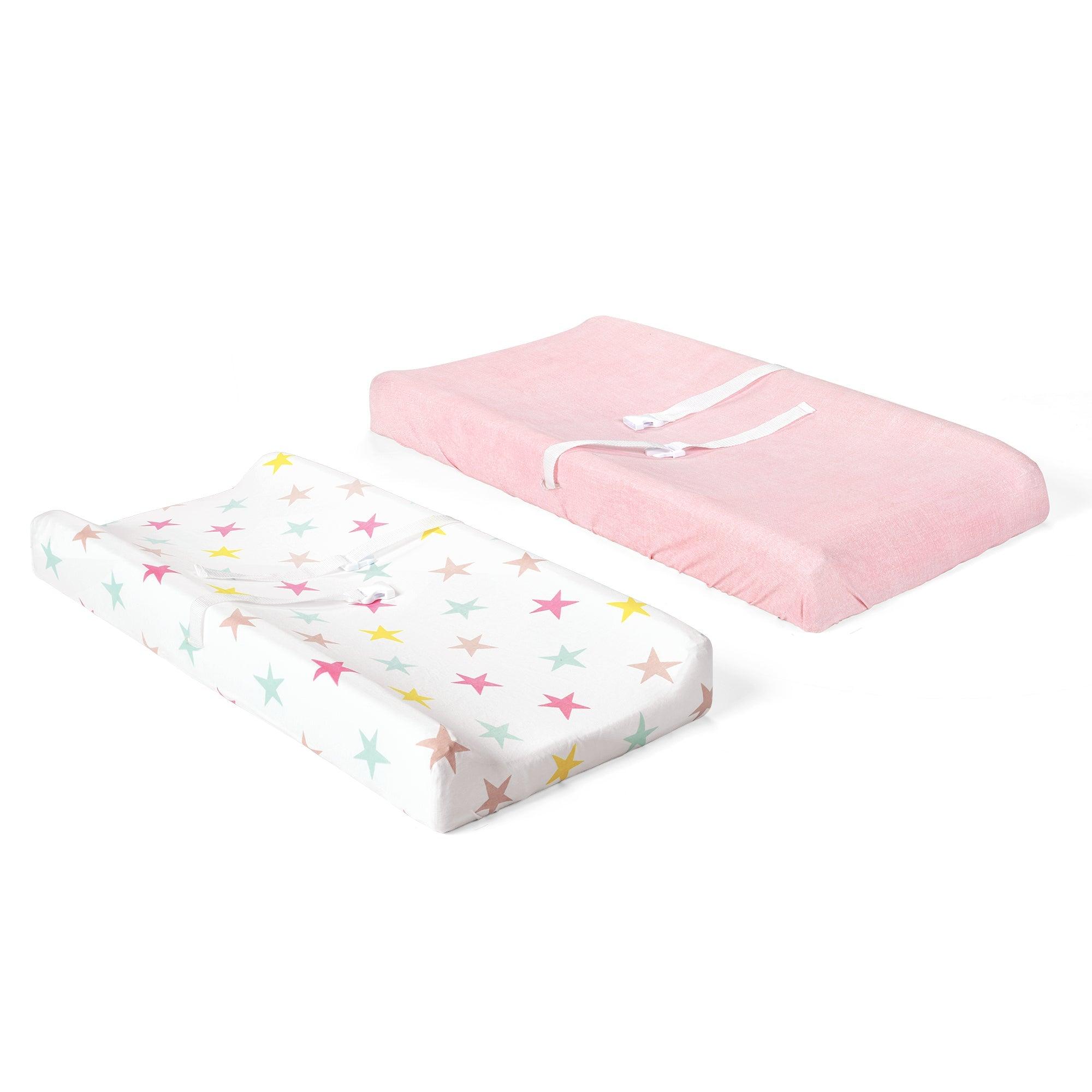 Unicorn Heart Rainbow Star Organic Cotton Changing Pad Cover 2 Pack Set