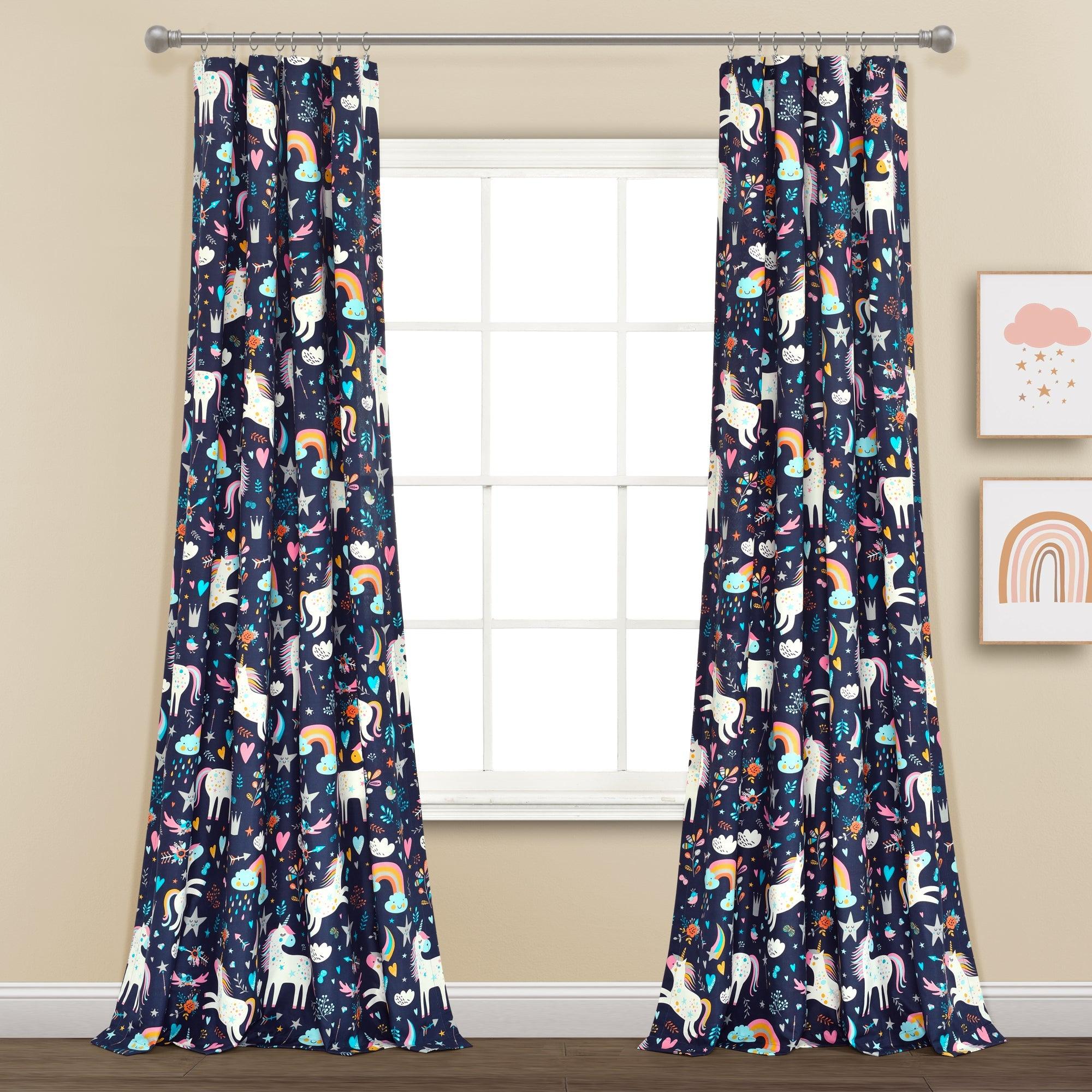 Unicorn Heart Window Curtain Panel Set