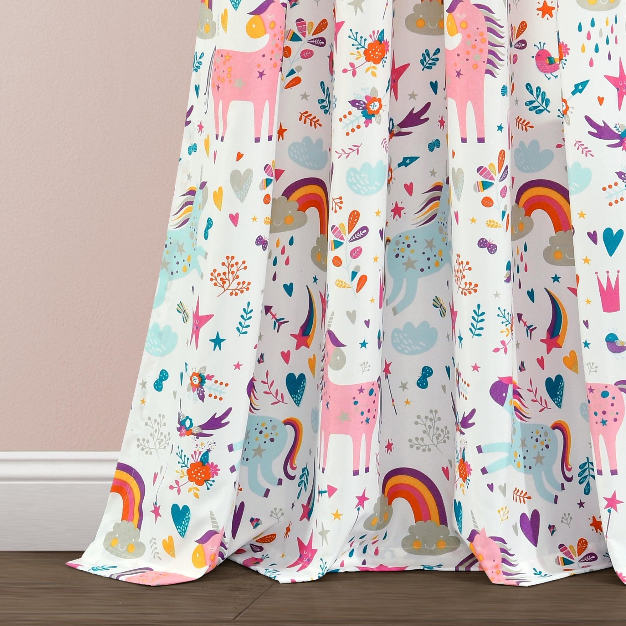 Unicorn Heart Window Curtain Panel Set