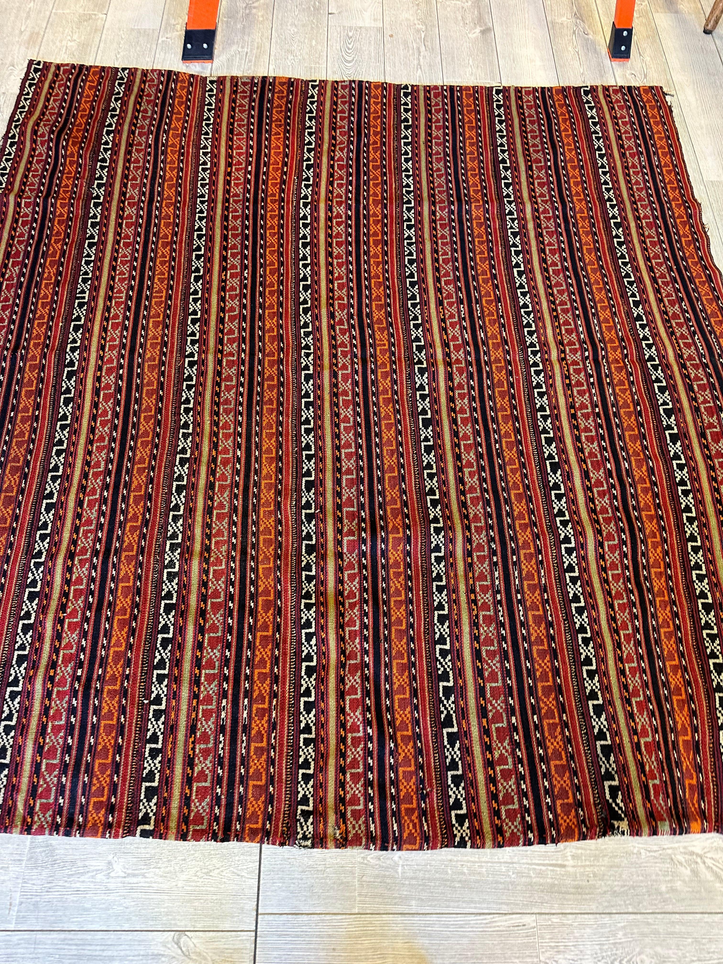 UNIQUE Antique Square Azerbijani Shahsavan Jajim Rug 6’4” x 6’8”