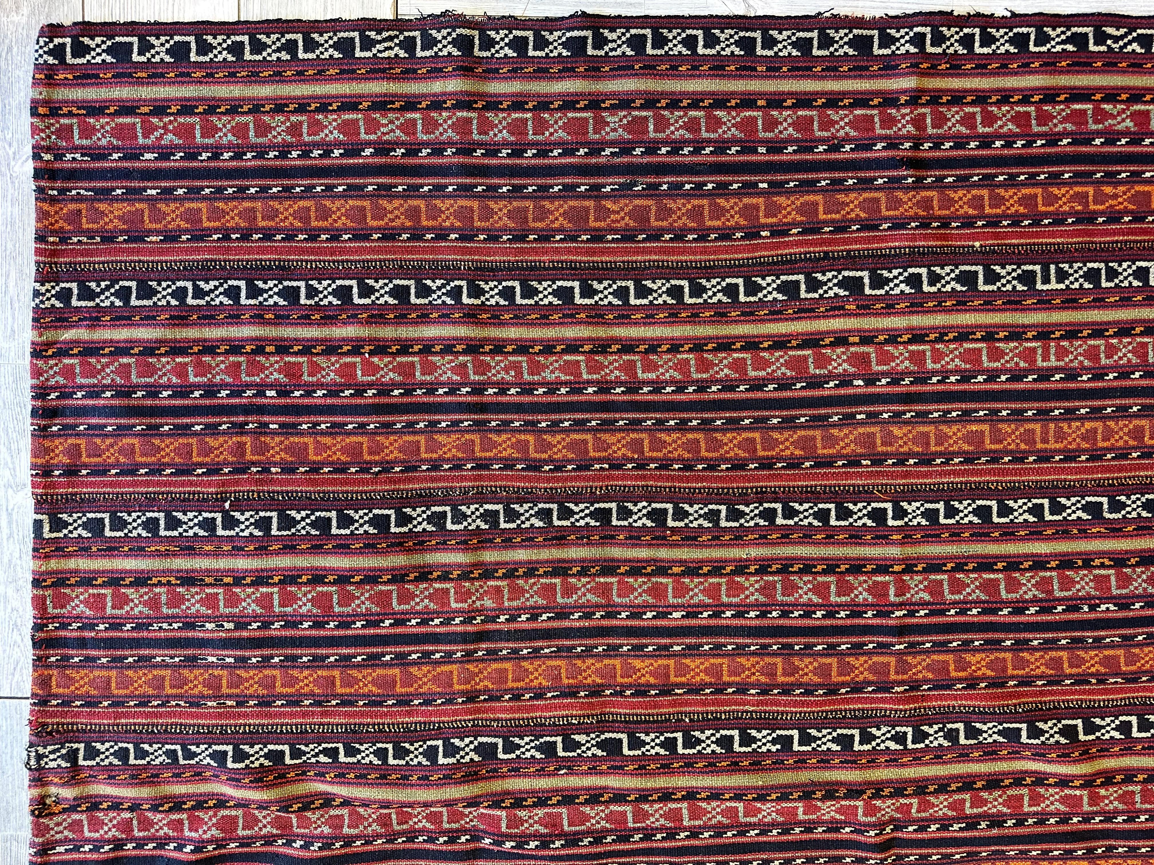 UNIQUE Antique Square Azerbijani Shahsavan Jajim Rug 6’4” x 6’8”