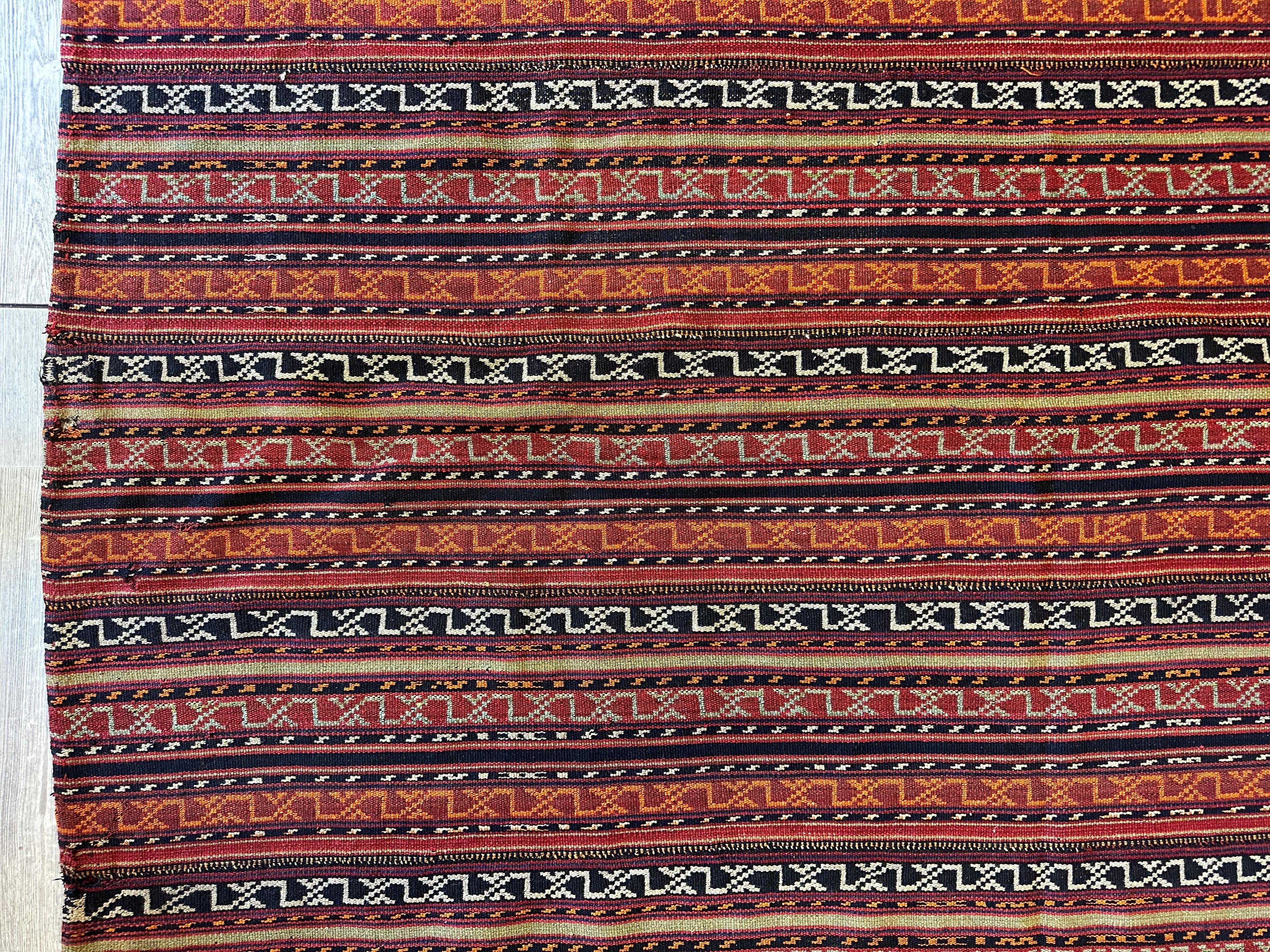 UNIQUE Antique Square Azerbijani Shahsavan Jajim Rug 6’4” x 6’8”