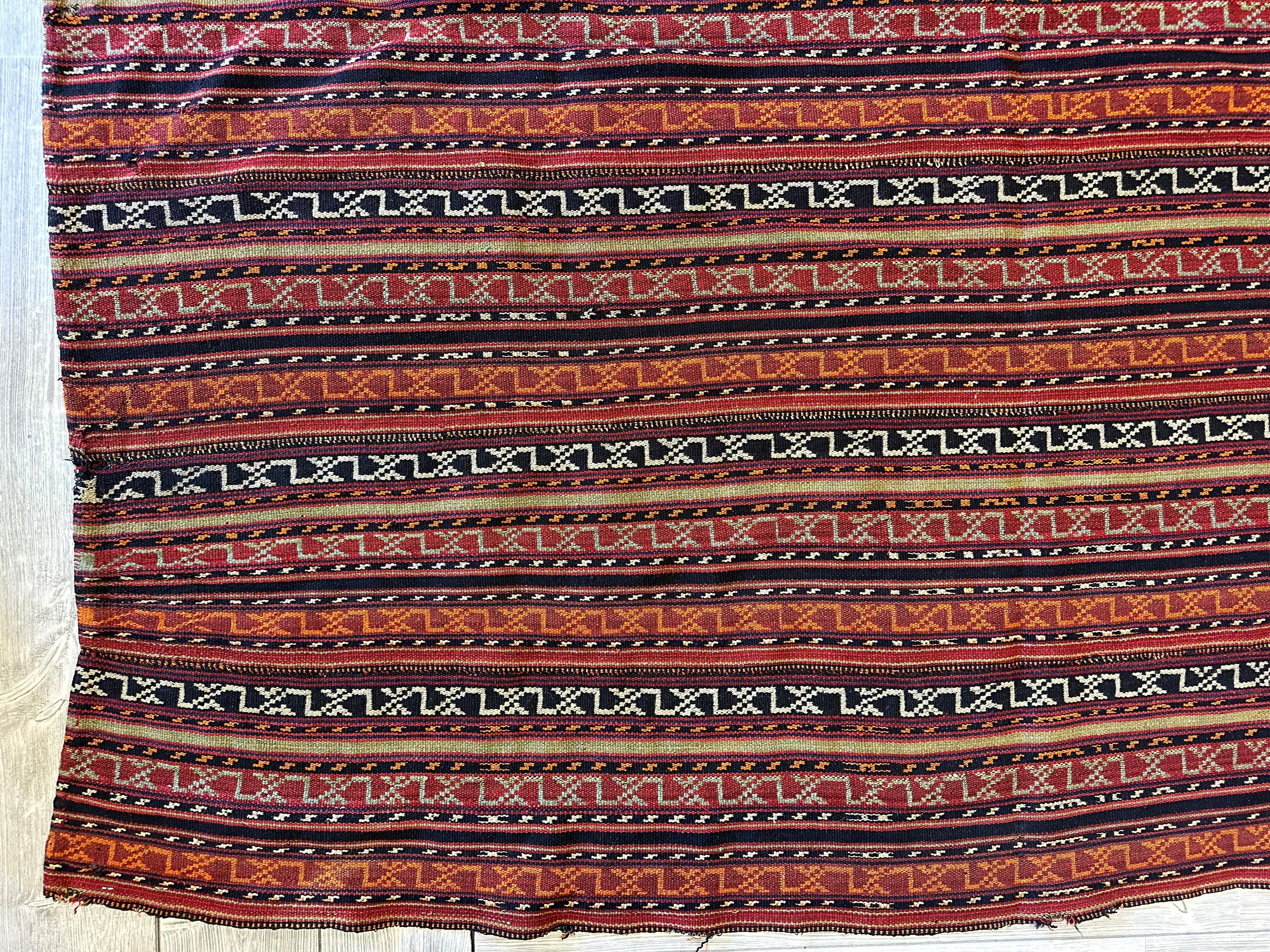 UNIQUE Antique Square Azerbijani Shahsavan Jajim Rug 6’4” x 6’8”