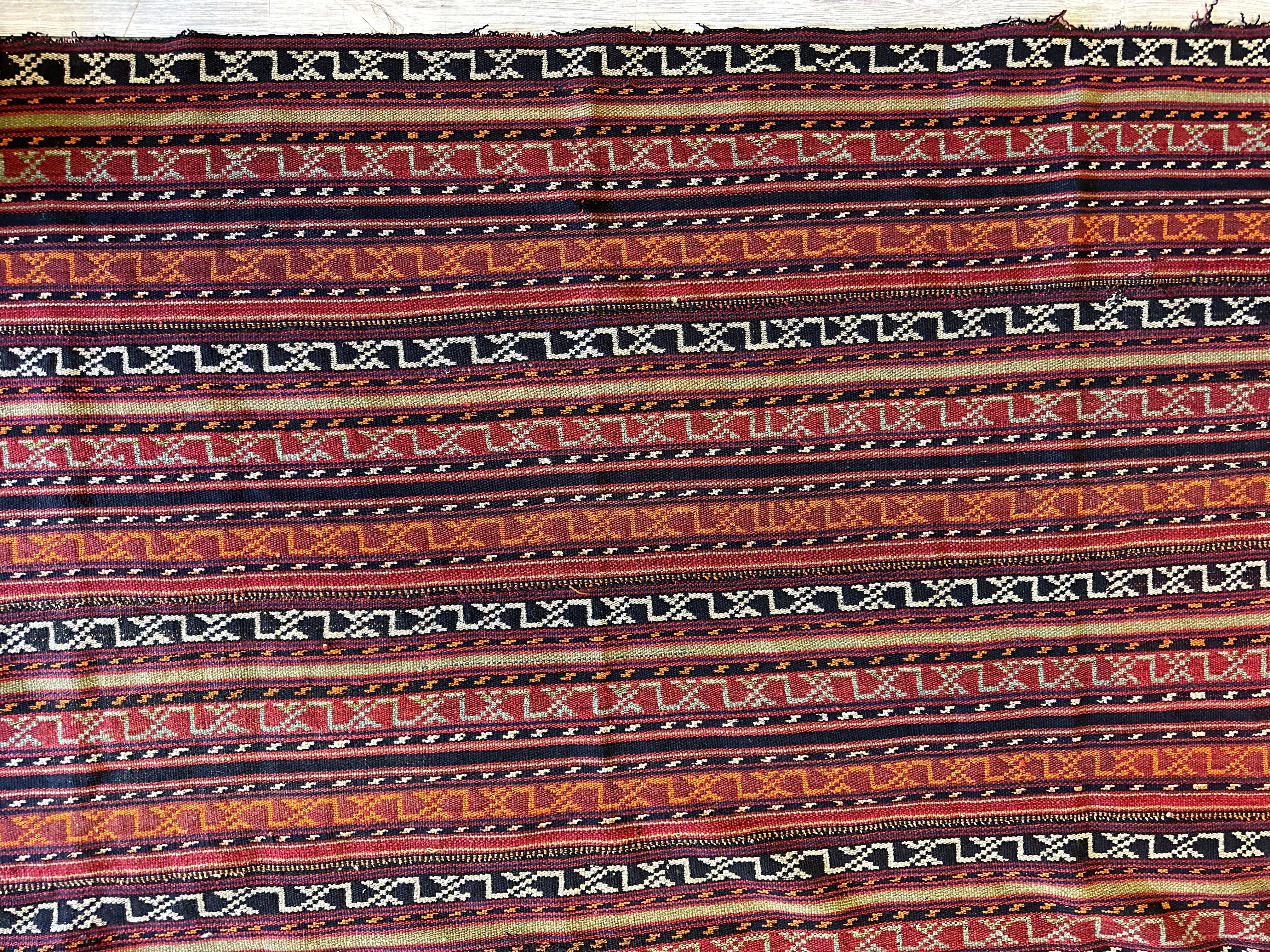 UNIQUE Antique Square Azerbijani Shahsavan Jajim Rug 6’4” x 6’8”