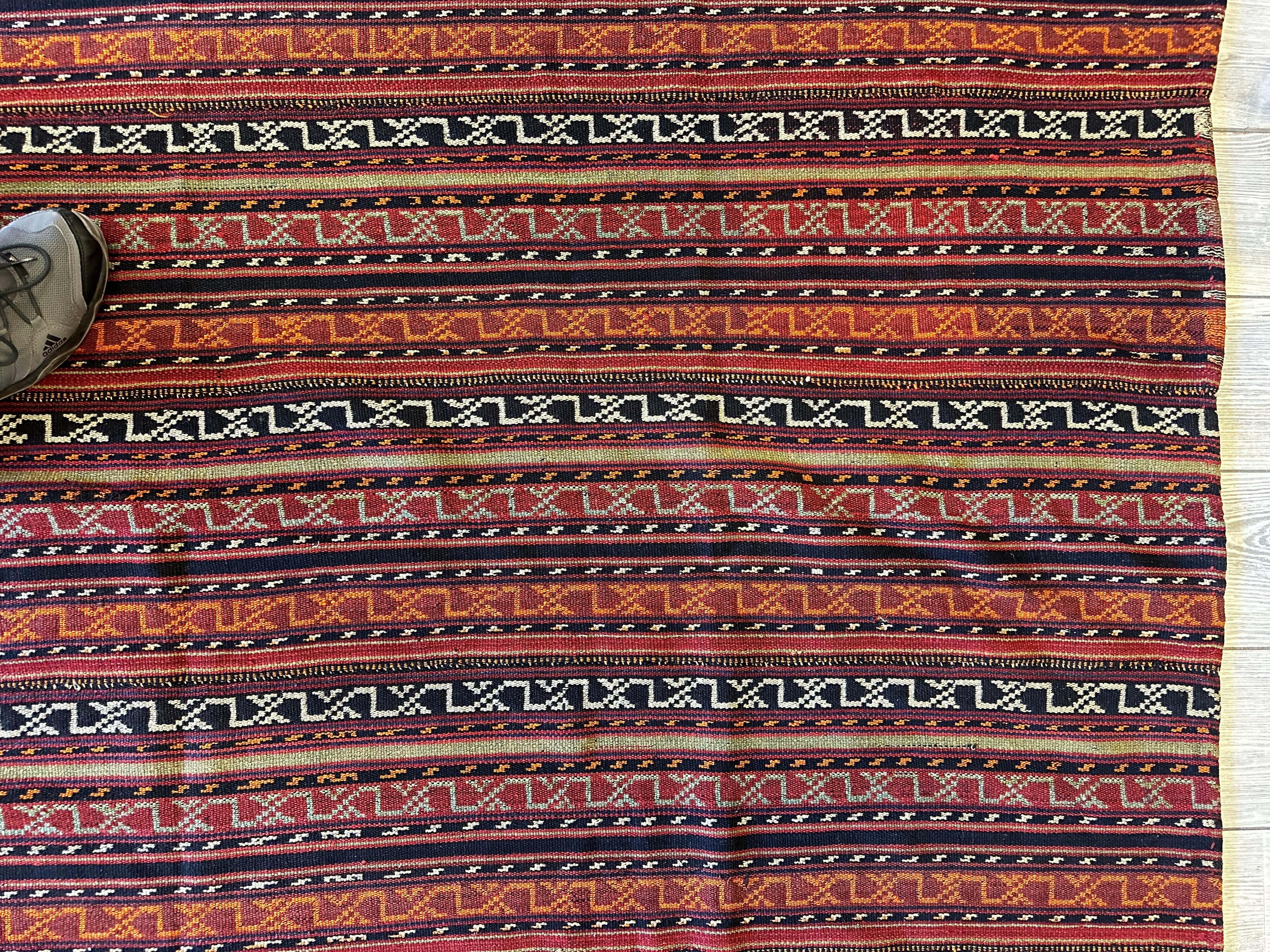 UNIQUE Antique Square Azerbijani Shahsavan Jajim Rug 6’4” x 6’8”