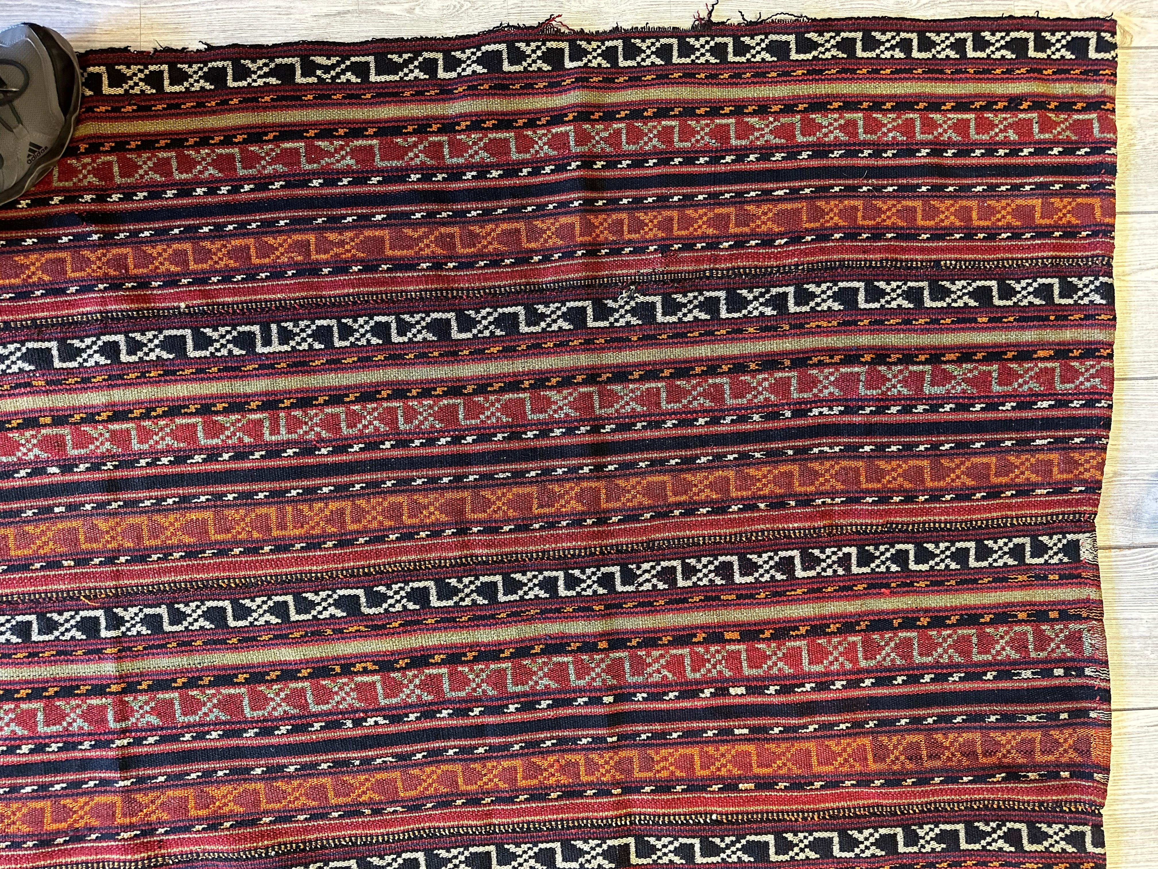 UNIQUE Antique Square Azerbijani Shahsavan Jajim Rug 6’4” x 6’8”