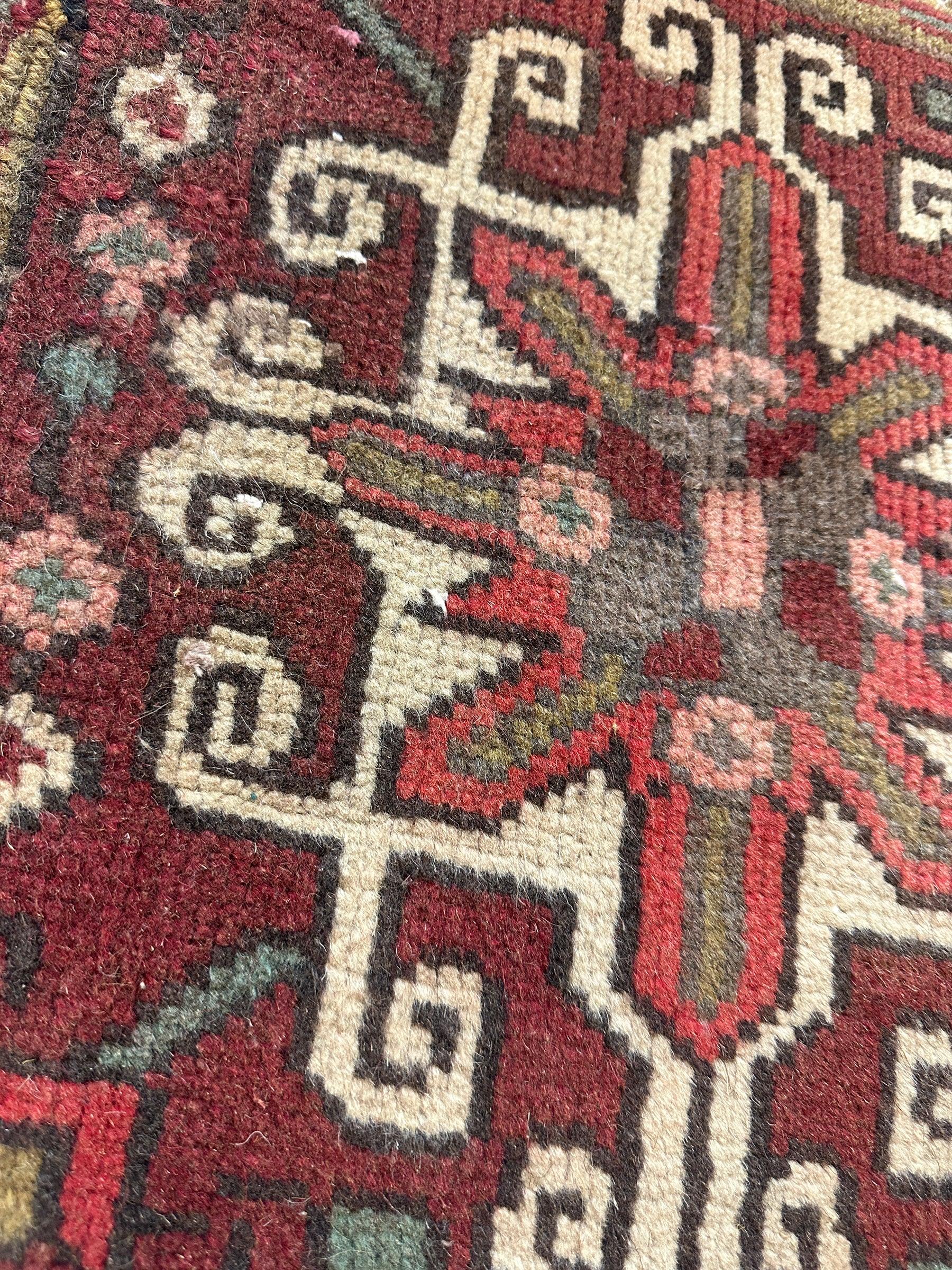 Unique Vintage Mini Wool Square Rug 17.5” x 19”