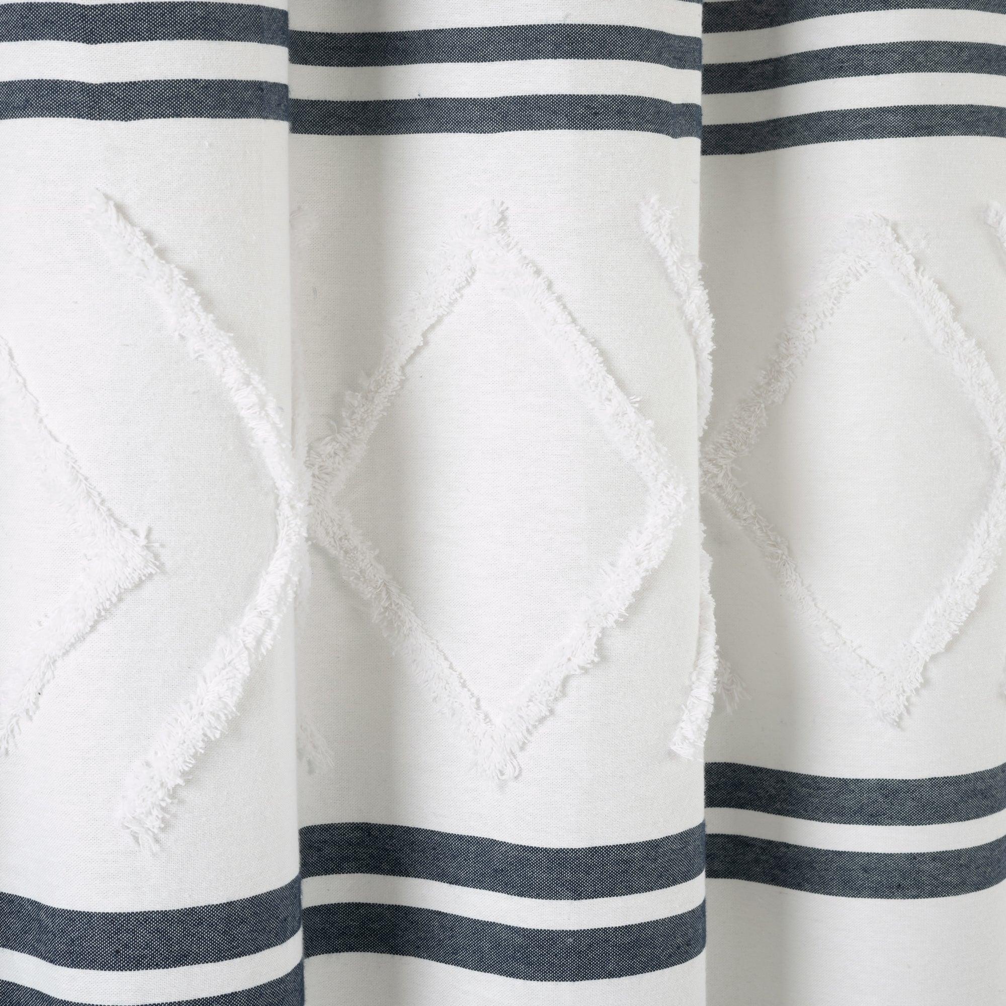 Urban Diamond Stripe Woven Tufted Recycled Cotton Shower Curtain