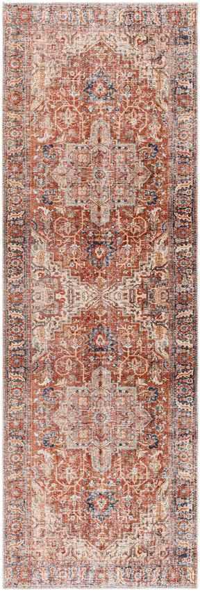 Vernon Hills Traditional Burnt Orange Washable Area Rug