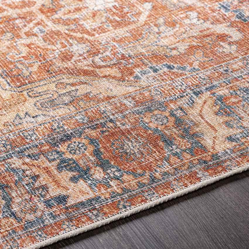 Vernon Hills Traditional Burnt Orange Washable Area Rug