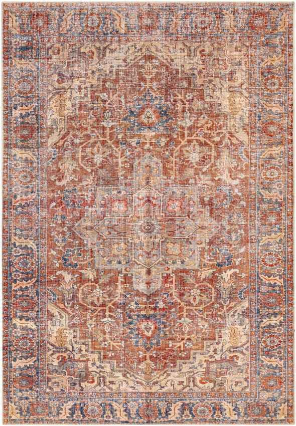 Vernon Hills Traditional Burnt Orange Washable Area Rug