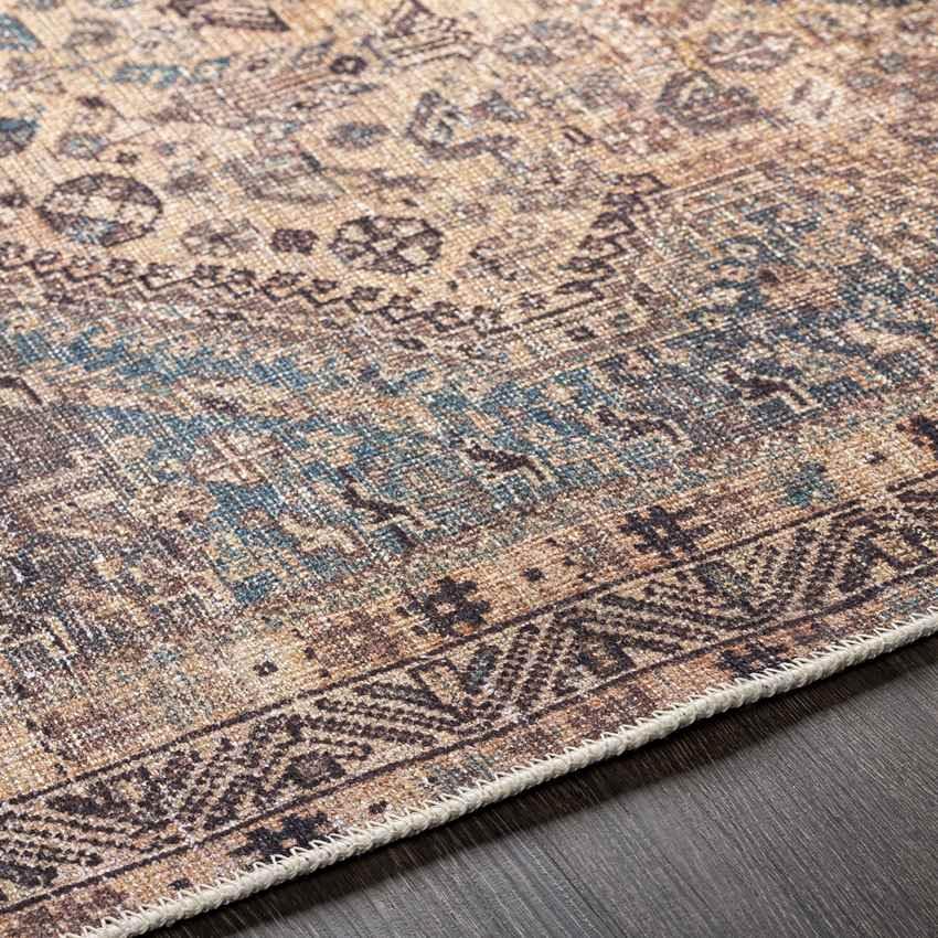 Villa Grove Traditional Tan Washable Area Rug