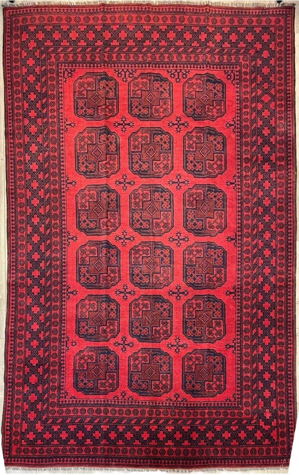 Vintage Afghani Area Rug I Turkoman Filpah (Elephant Foot) 7x10 Ft