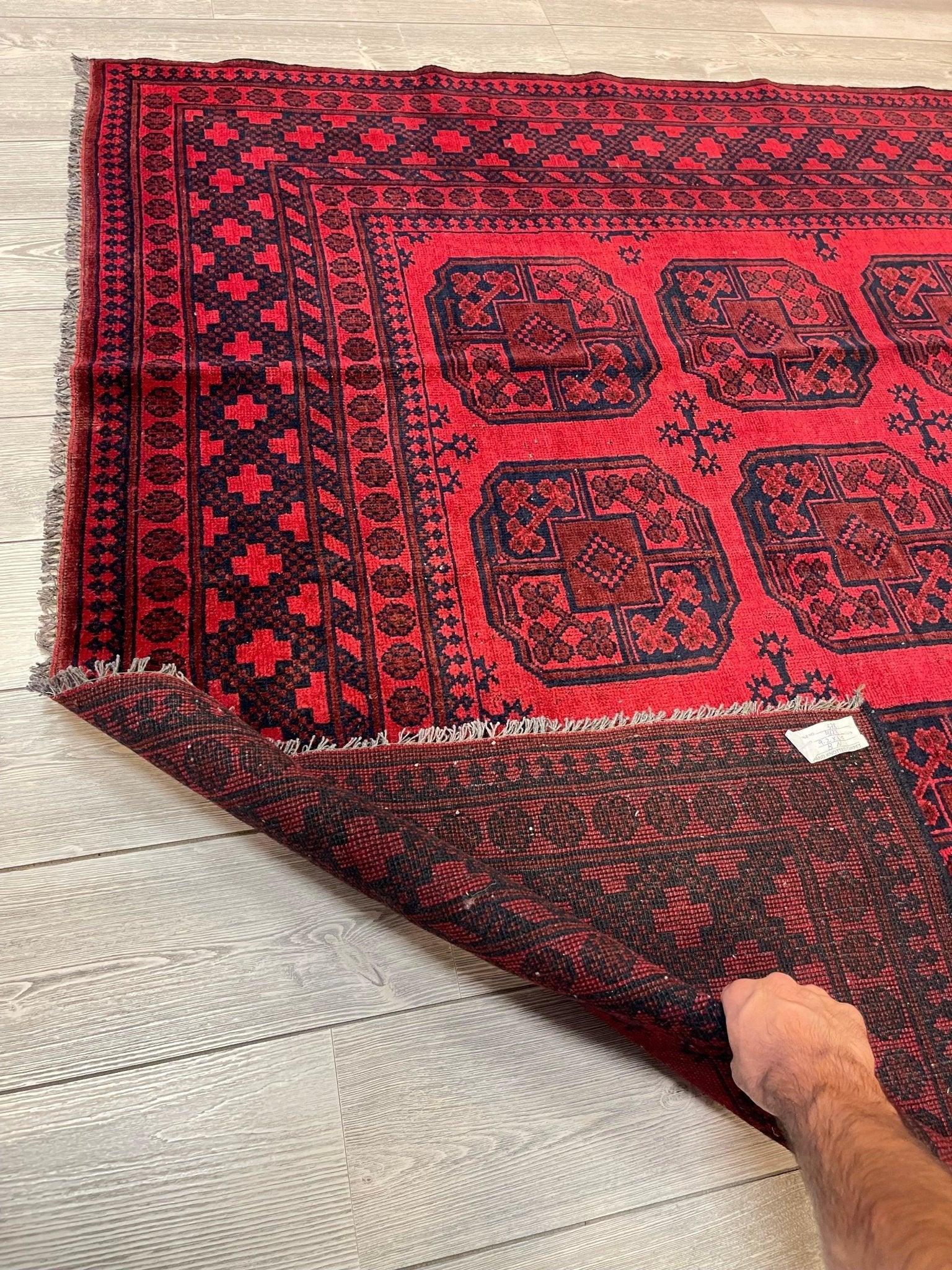 Vintage Afghani Area Rug I Turkoman Filpah (Elephant Foot) 7x10 Ft