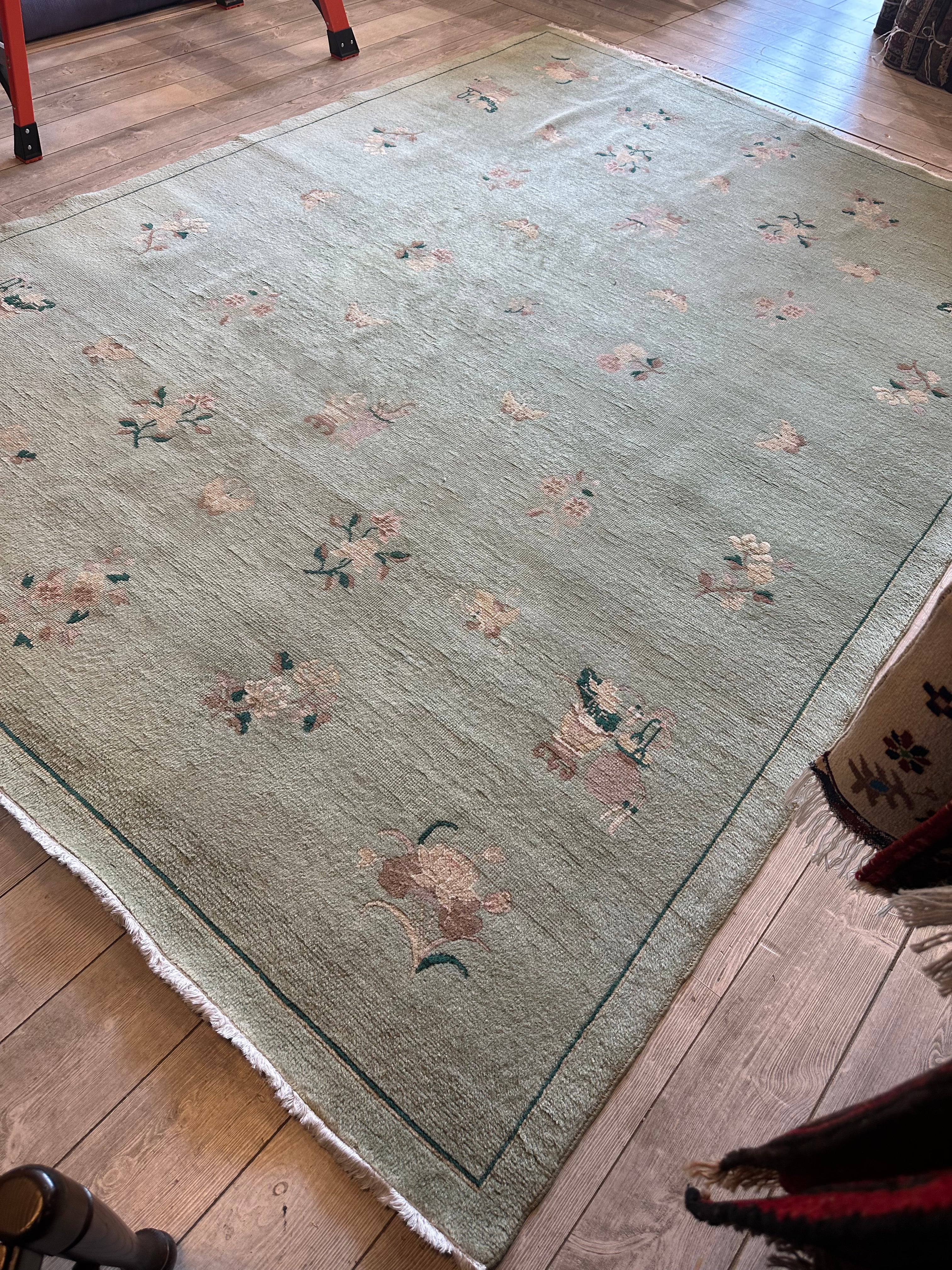 Vintage Chinese Art Deco Style Wool Rug 8’x 11’