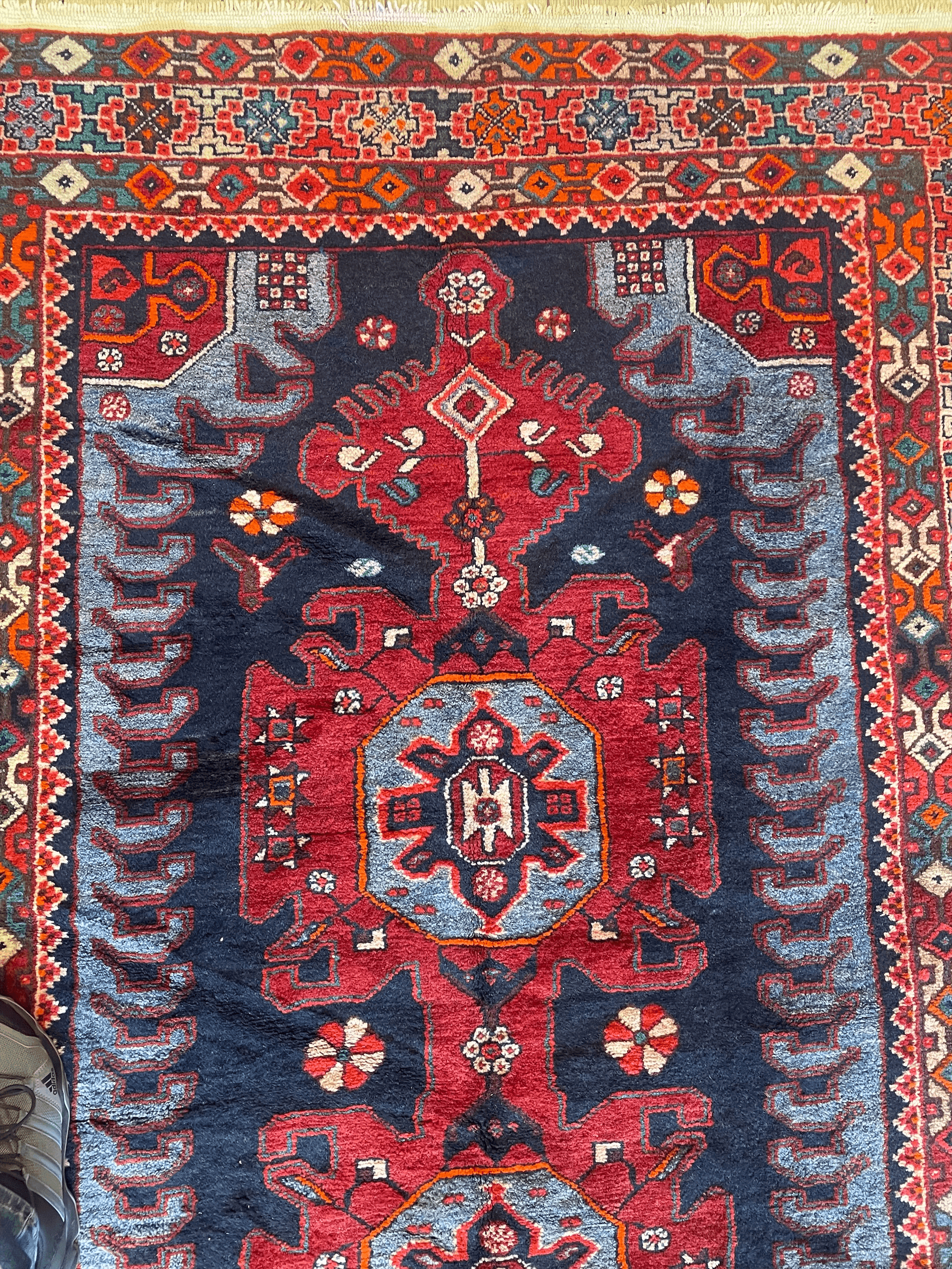 Vintage Hand knotted Natural Dyes Persian Hamedan Wool Area Rug 4x7 ft