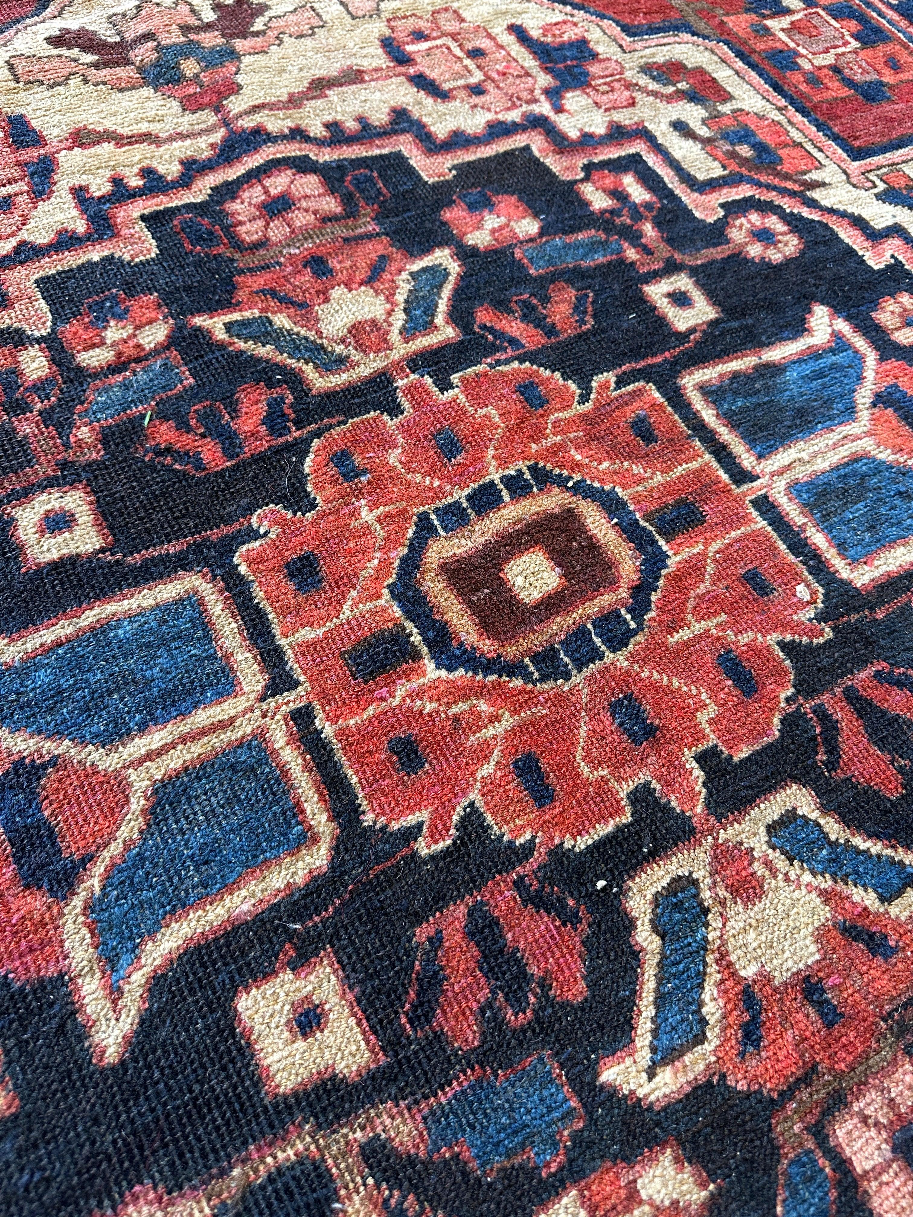 Vintage Hand-knotted Persian Bakhtiari Rug Circa 19240’s Wool 6’8” x 9’9”