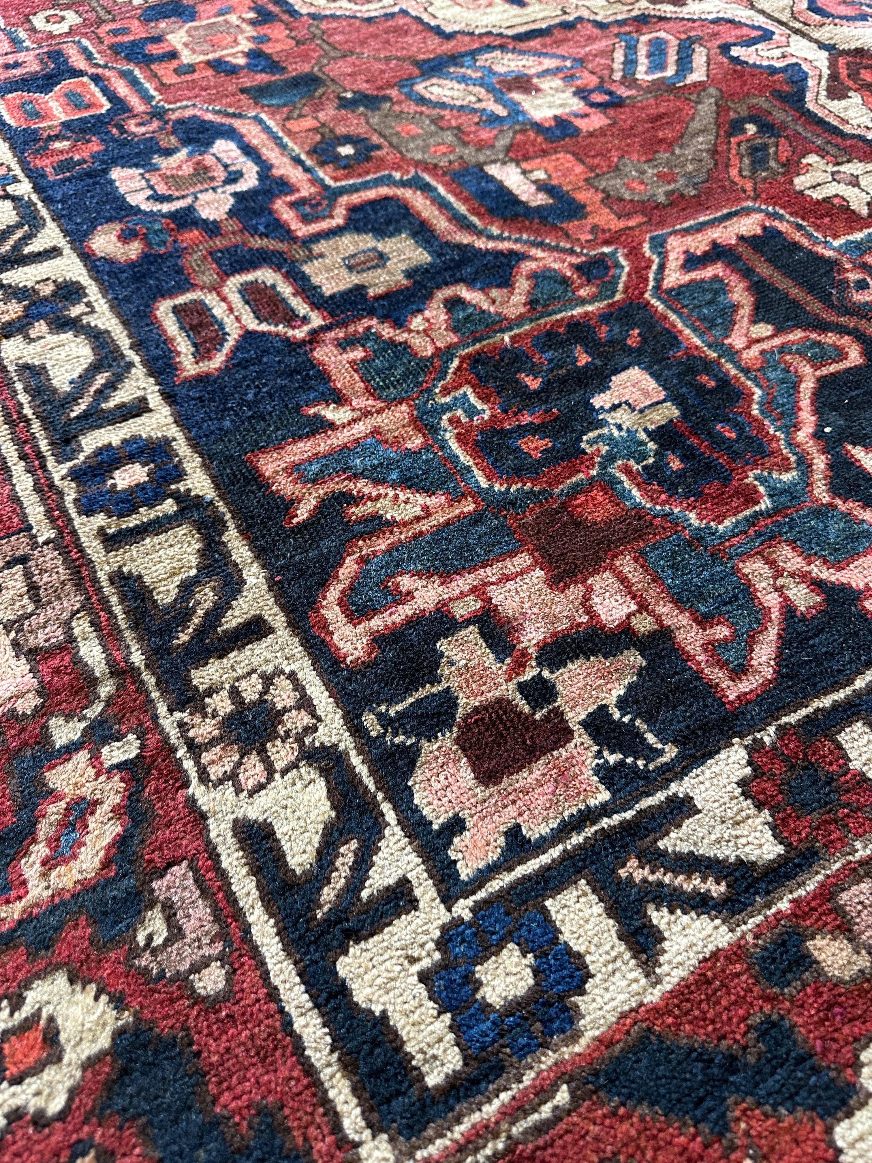 Vintage Hand-knotted Persian Bakhtiari Rug Circa 19240’s Wool 6’8” x 9’9”