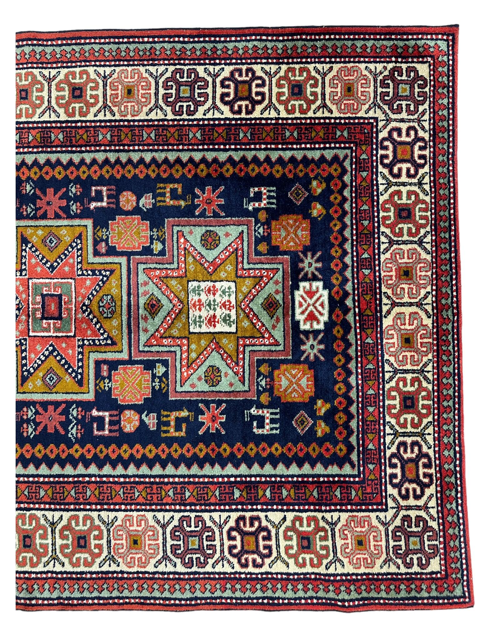 Vintage Hand-knotted Yerevan Armenian Kazak Rug 4 x 7