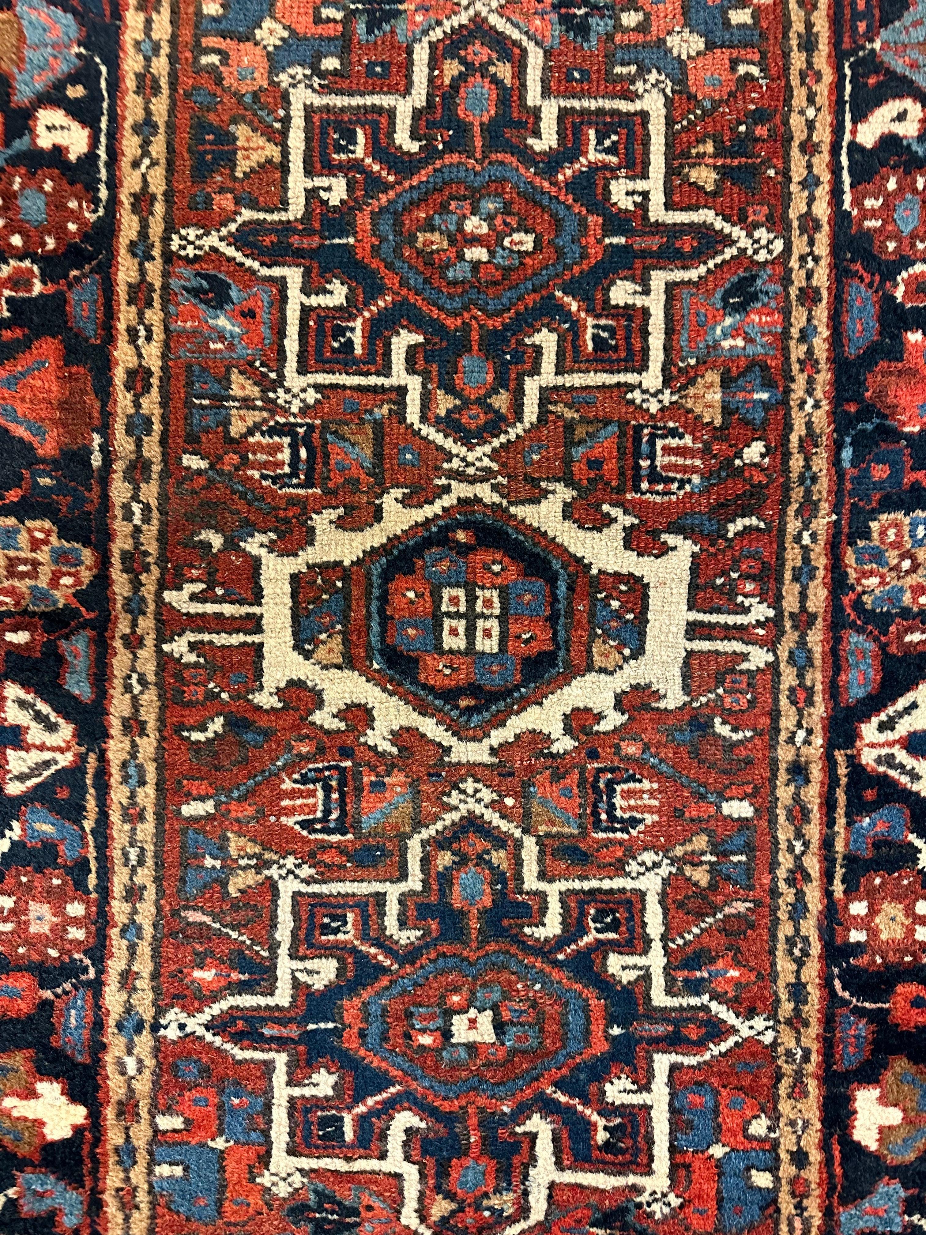 Vintage Persian Karaja Heriz Runner 24”x33”